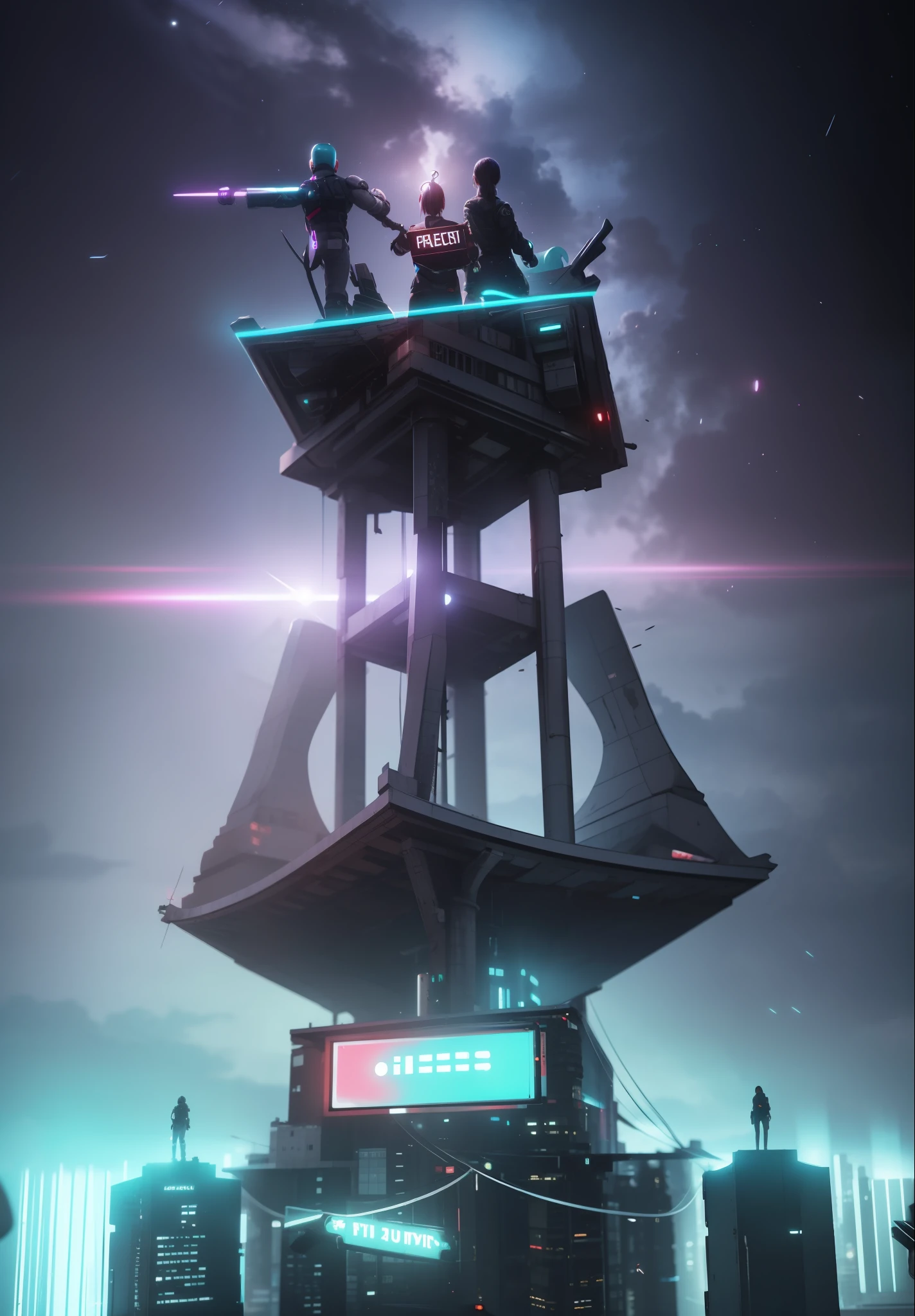 a city cyberpunk, UHD, ultra detailed, violet perple cinematic, highres, Anti Aliasing, FKAA, TXAA, RTX, SSAO, 8k quality, unreal engine 5, full of star in the sky