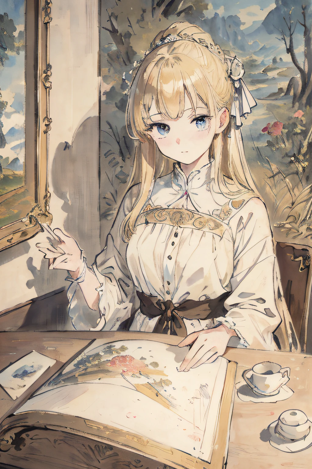 masterpiece, best quality, an extremely delicate and beautiful girl,an extremely delicate and beautiful, world masterpiece theater, ultra-detailed, highly detailed, best quality, blonde hair, highres, extremely detailed,1girl, best quality, illustration, looking at viewer, impasto, canvas, oil painting, realistic, realist ,real,