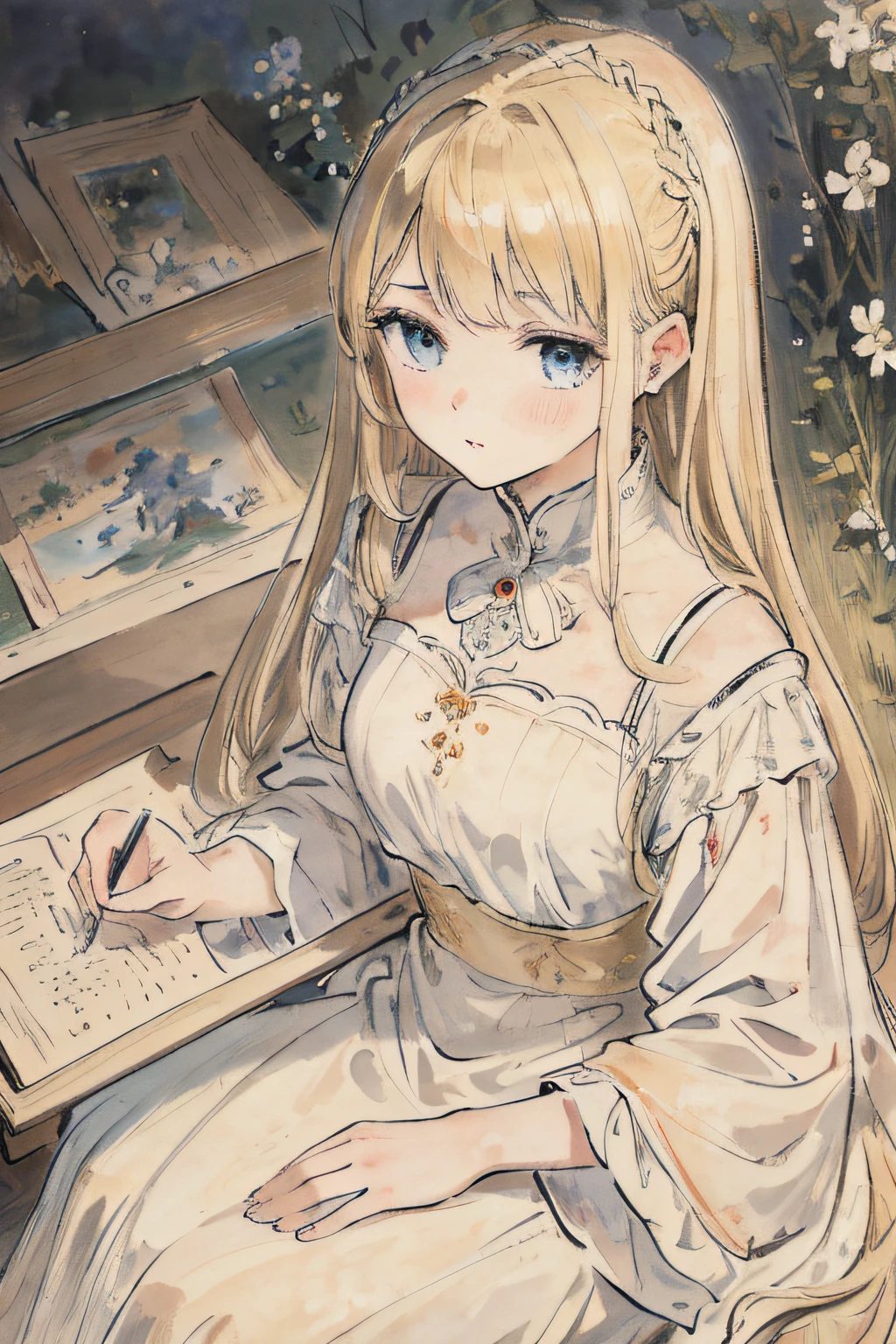 masterpiece, best quality, an extremely delicate and beautiful girl,an extremely delicate and beautiful, world masterpiece theater, ultra-detailed, highly detailed, best quality, blonde hair, highres, extremely detailed,1girl, best quality, illustration, looking at viewer, impasto, canvas, oil painting, realistic, realist ,real,