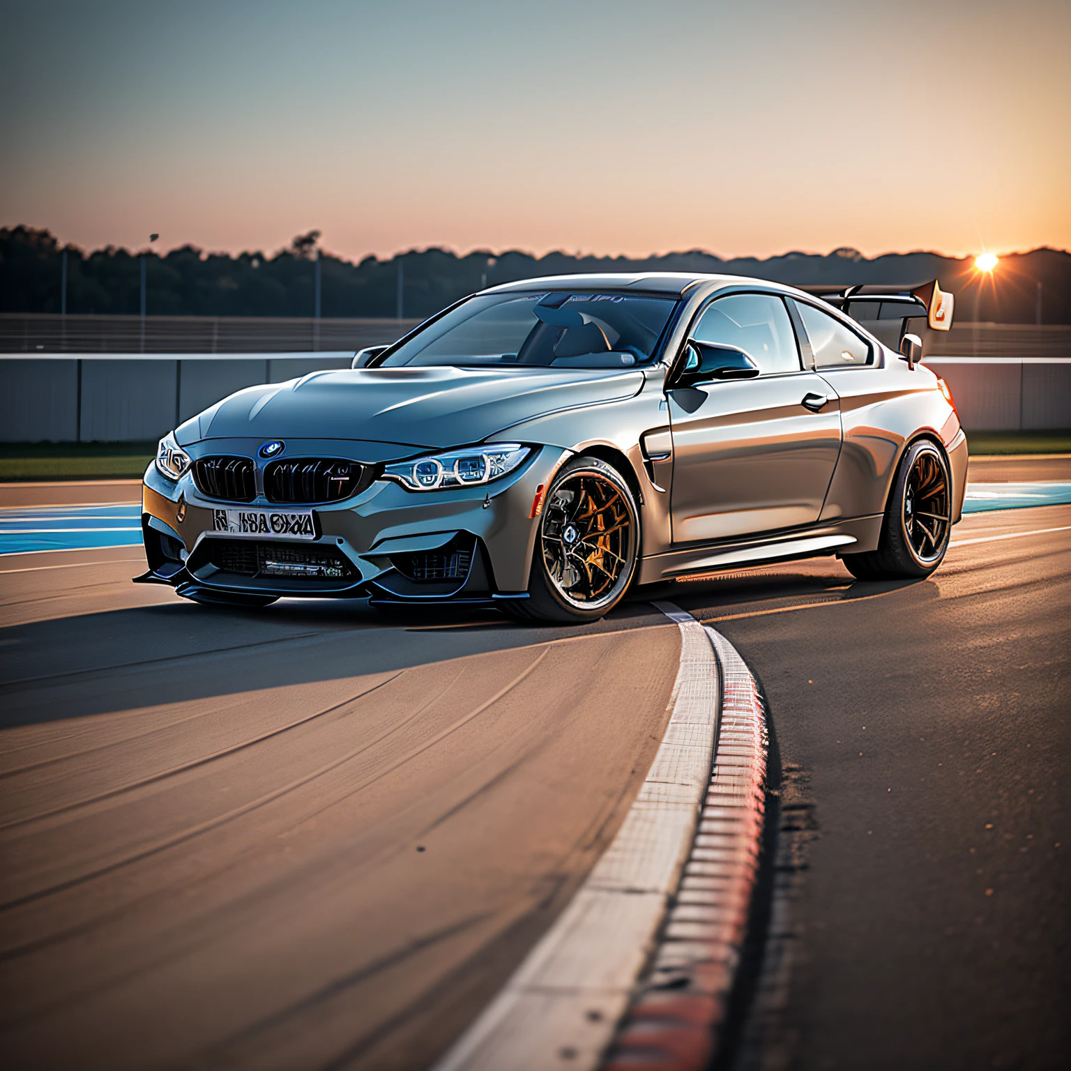 BMW M4，Racing Tracks，High quality track sunset photos of the sunset --auto