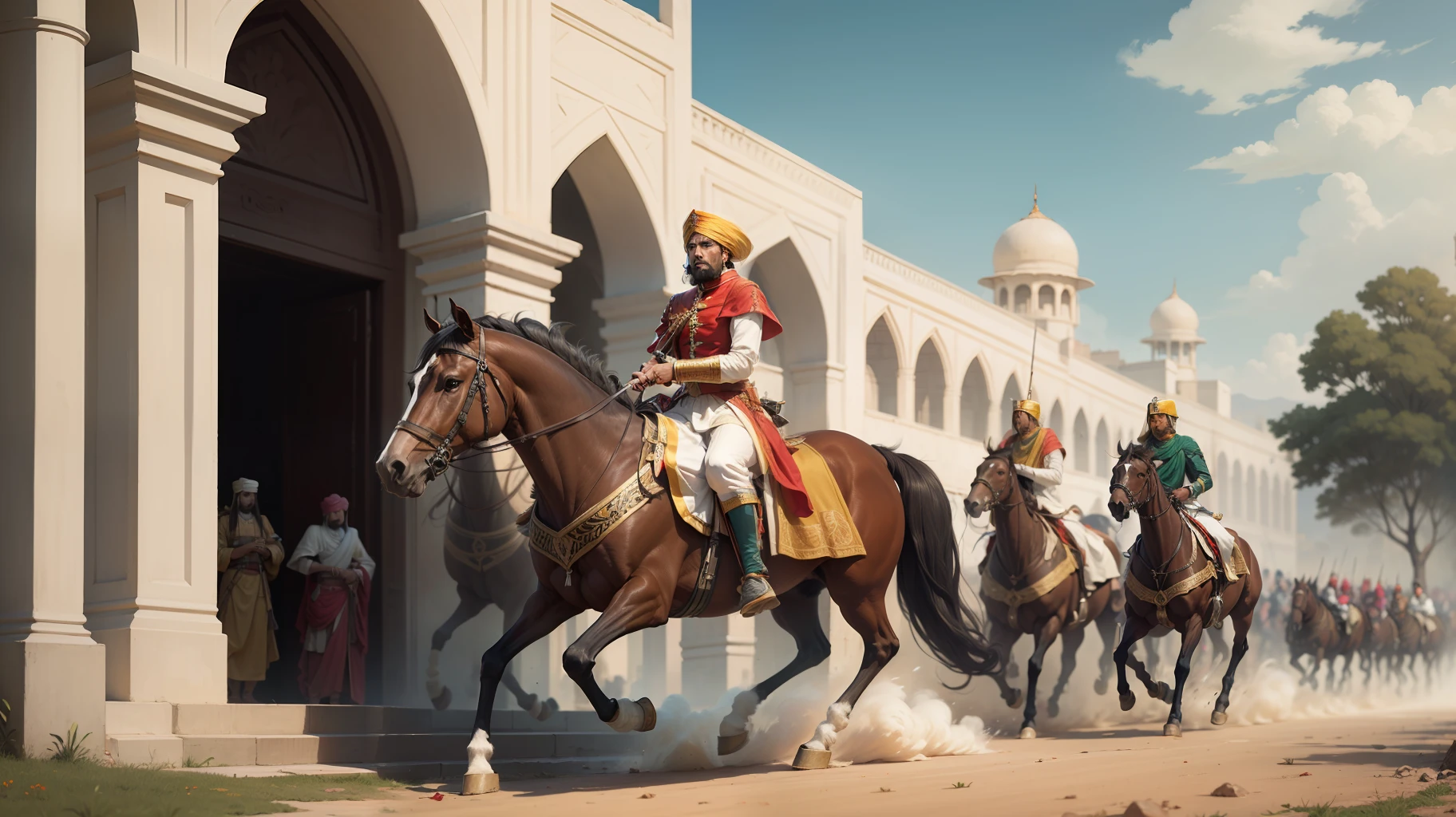 Khanwa War, this war involved the Mughal army under the leadership of Emperor Babur against the Rajput army led by Rana Sanga, realistic, ultra detail, 70mm lens, --auto