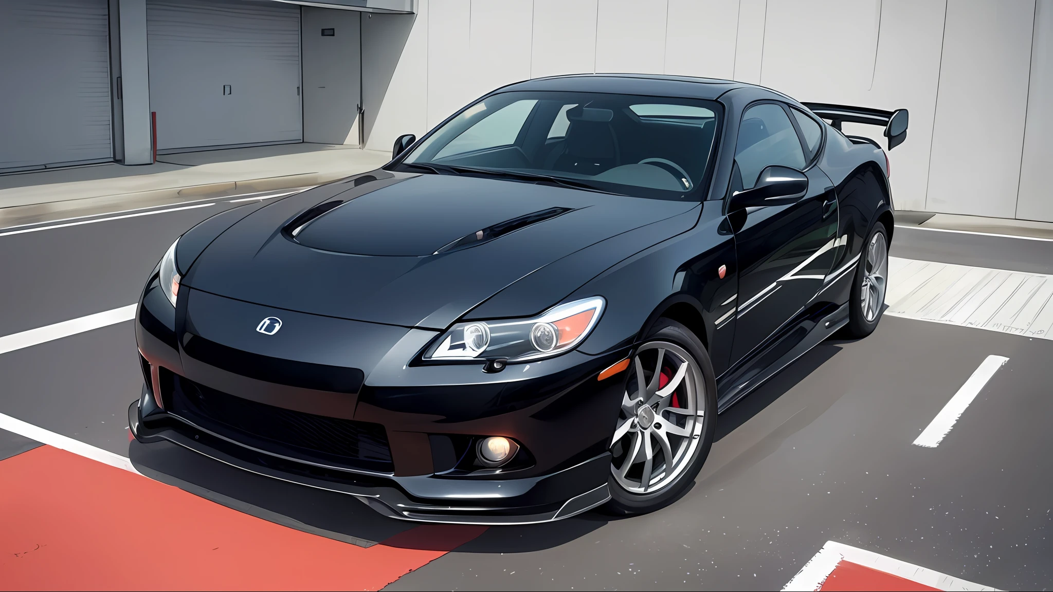 (deep in the night:1.3)、(jpn、Sports cars of the 2010s)、(3/4Front view、The car is located in the center of the frame)、、(car park、(softlighting)、、(masterpiece、top-quality:1.4、8K、ultra-detailliert、illustratio、Distinct_image、Convoluted_Details、delicate illustration)、(realisitic:0.15)、