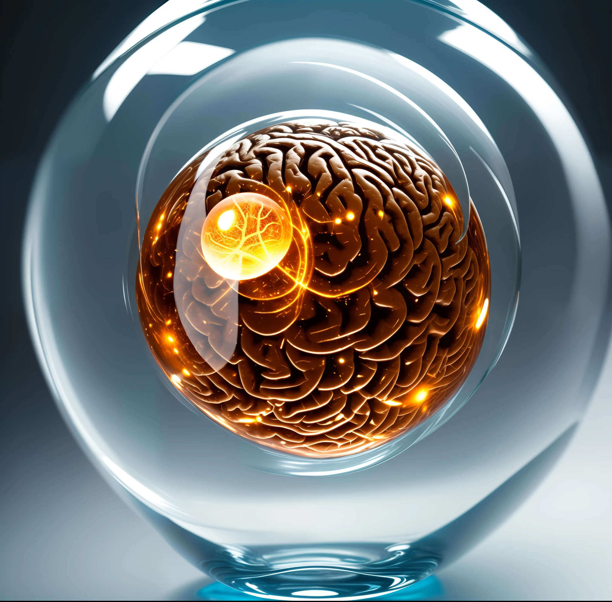 Brain inside glass ball