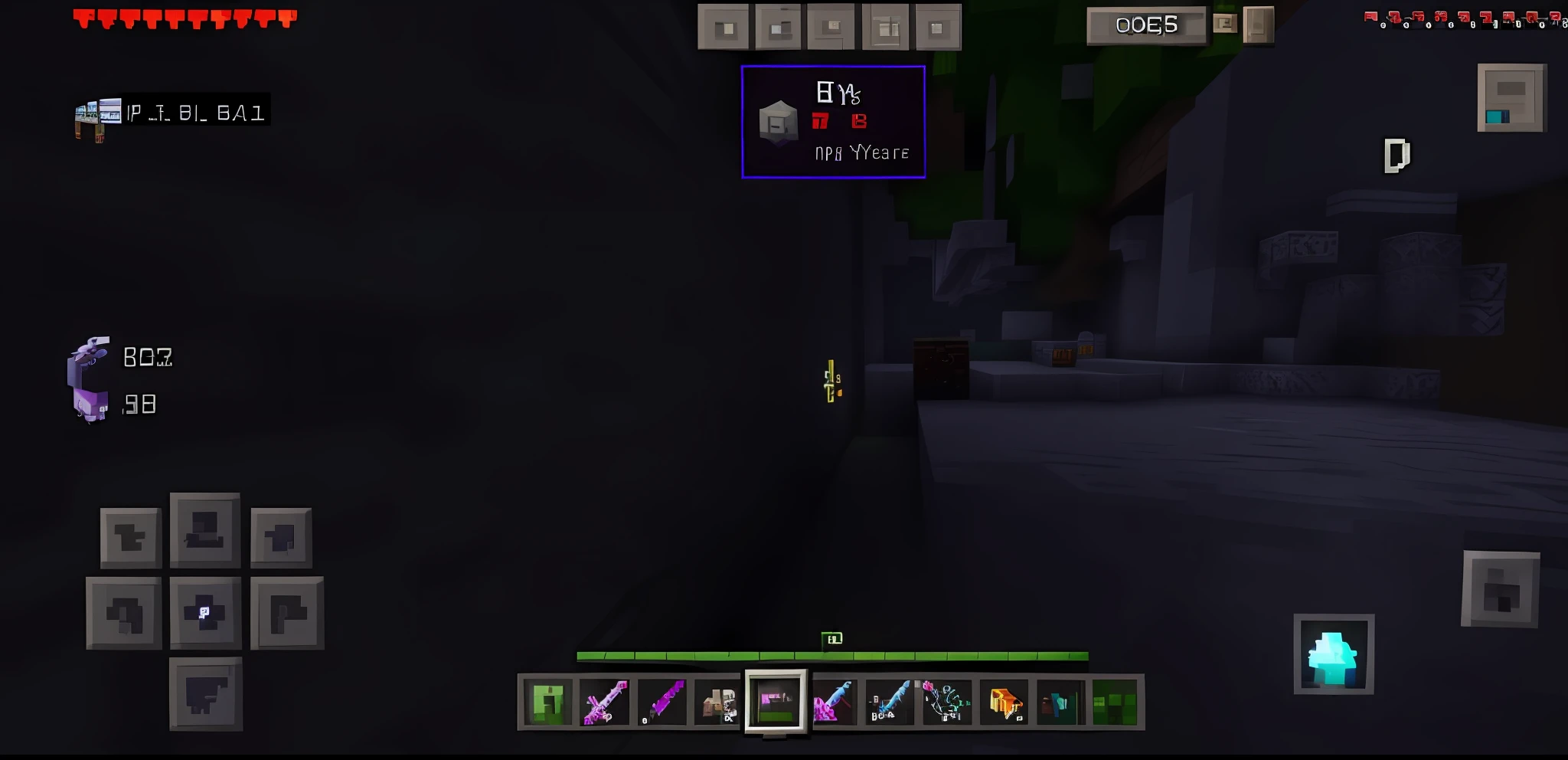 There is a screenshot of a video game，There is a person in the background, Screenshot from《My World》, minecraft gameplay, gameplay screenshot with ui, Show on the《My World》Curly, texture pack, minecraft screenshot, ingame image, Minecraft, 《My World》Jigacharde, minecraft mods, Aim for a《My World》style of, pc game with ui, herobrine, bioluminescent skin!, nether