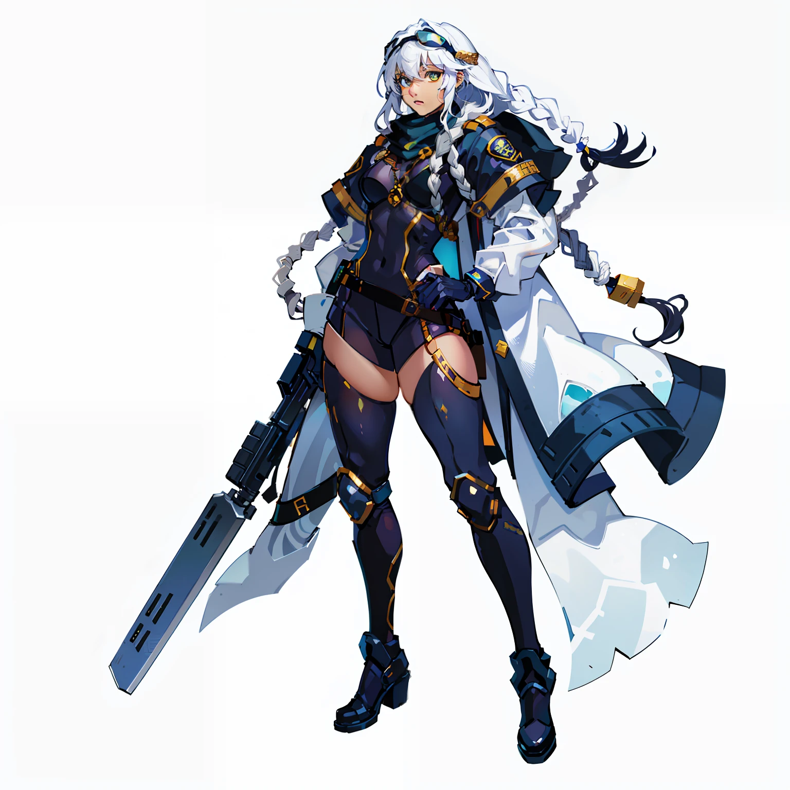 police officers, White background, No background, Full body shot, femele, Blue, goggles, white skin, dreadlocks