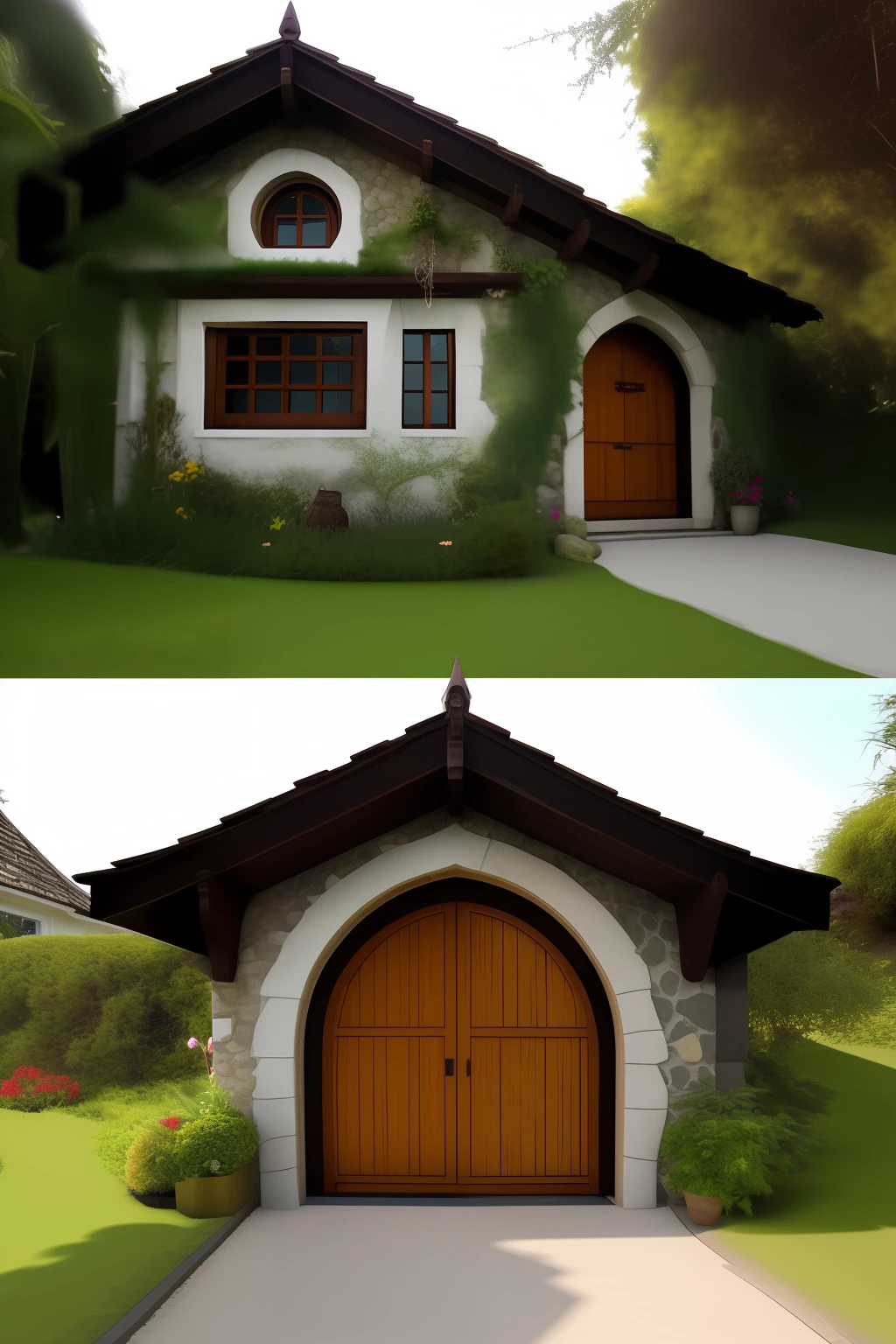 House with castle appearance, com portas e janelas hobbit