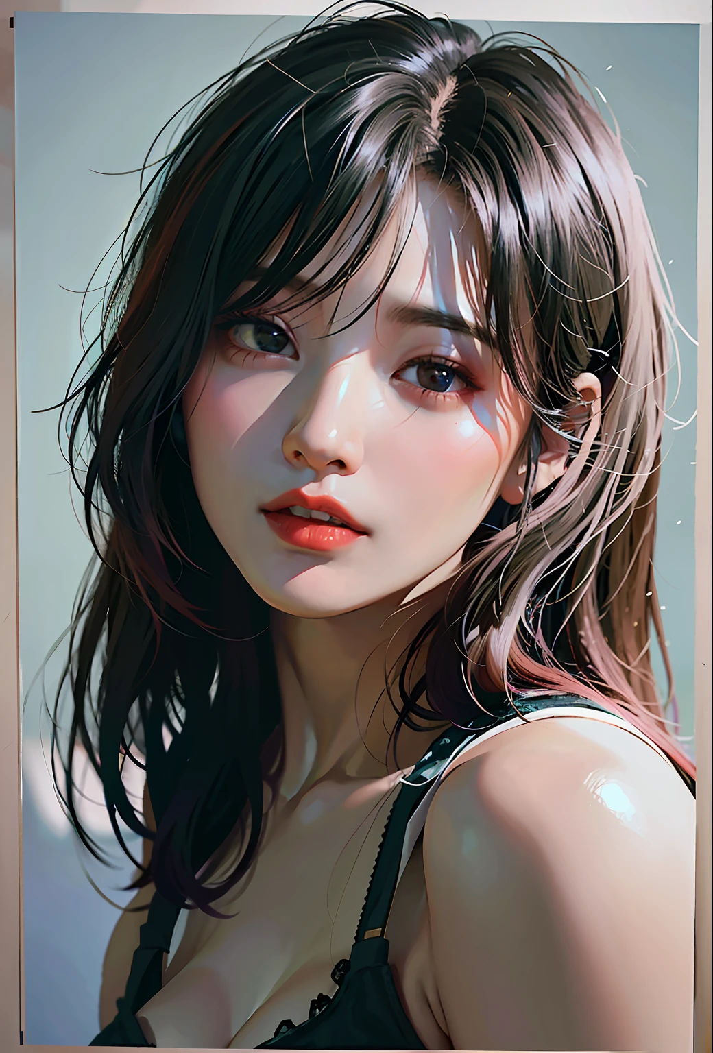 alafed asian woman，Long hair and black top, Shin Jinying, jaeyeon nam, Lee Ji-eun, lee ji eun, portrait of female korean idol, Gorgeous young Korean woman, Beautiful young Korean woman, beautiful Korean women, hwang se - on, Choi Hyun-hwa, cute korean actress, young lovely Korean faces, bae suzy