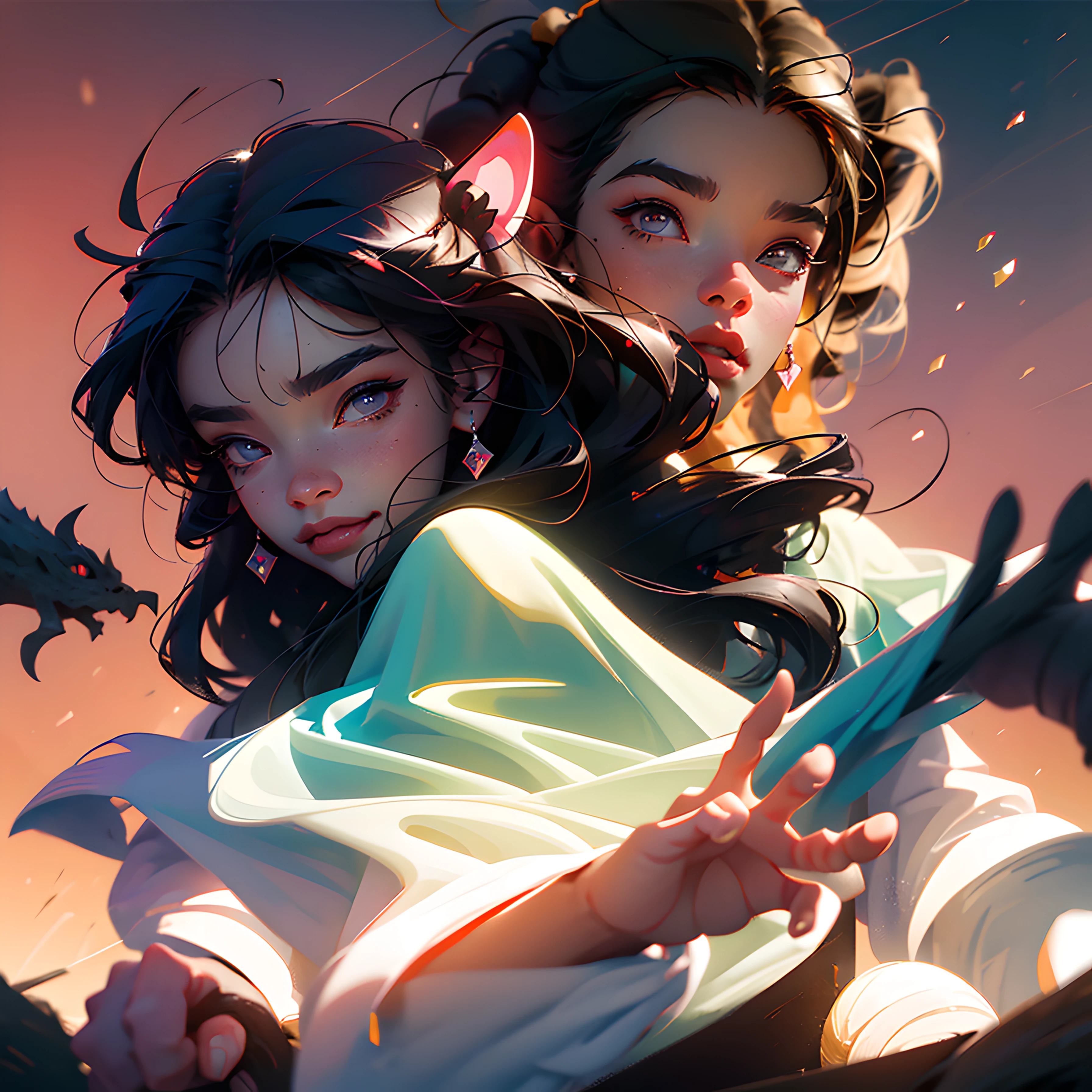 black hair, hair bobbles, wince, longeyelashes, solid circle eyes, fake animal ears, light smile, ear blush, fang, Surrealism, drop shadow, anaglyph, stereogram, tachi-e, pov, atmospheric perspective, Ghibli-like colours, 8k, super detail, ccurate, best quality --auto