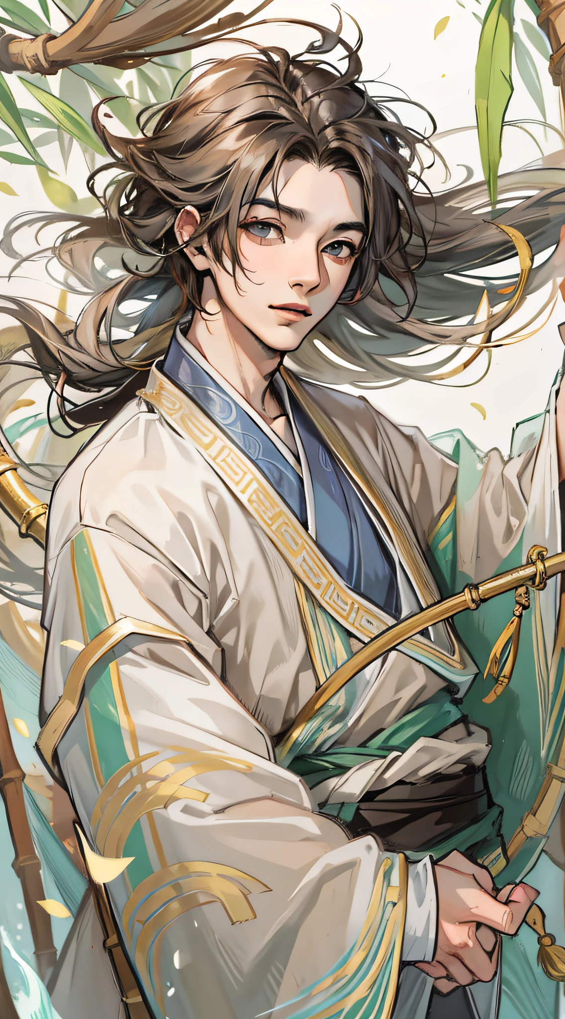 ancient wind,bamboo,shoun,floated hair,Exquisitely,Libido boy