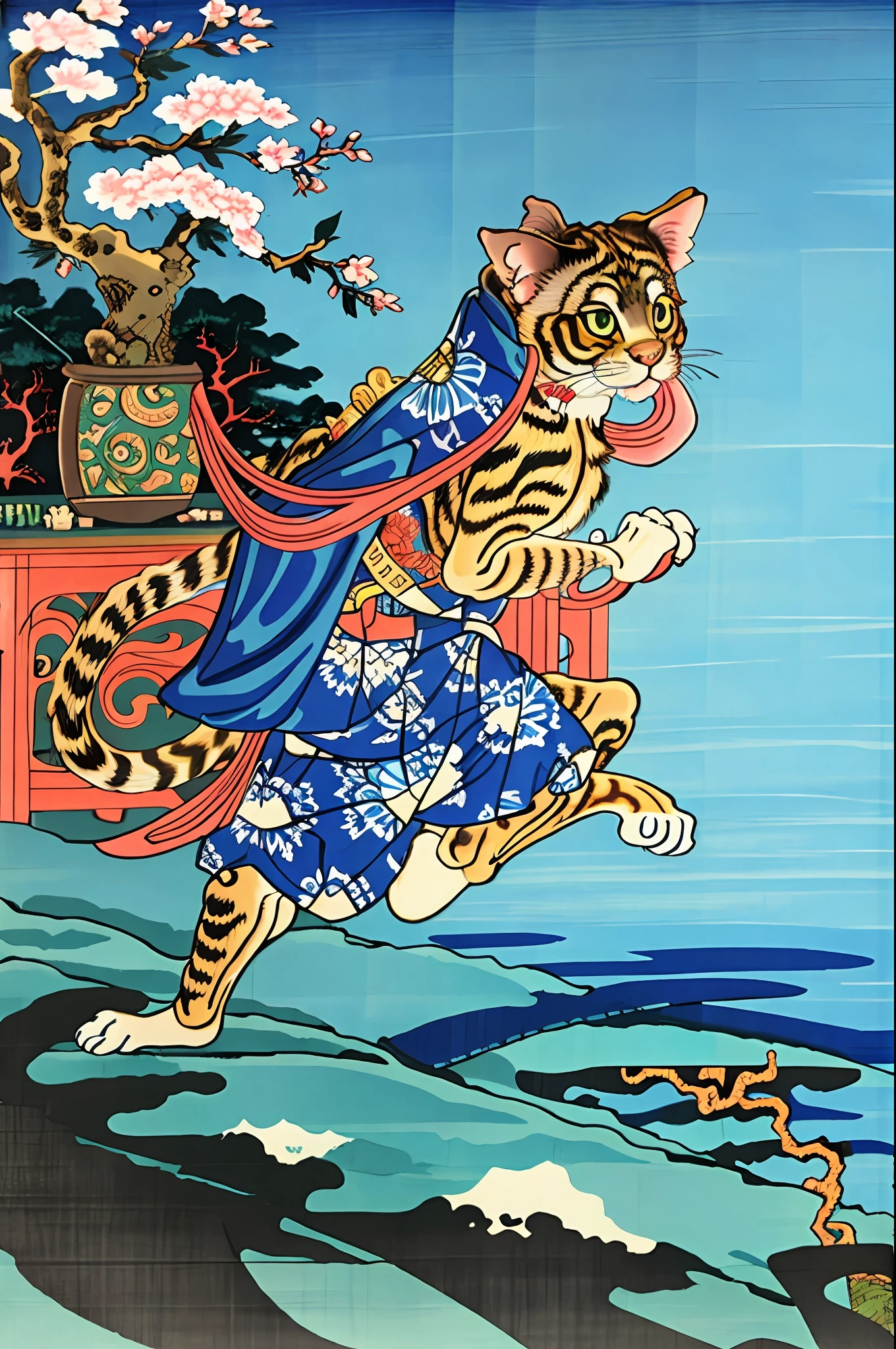 extreme detail description,Utagawa Kuniyoshi,(1cat),(Emotional body movements:1.3),
negative space, shuimobysim, bonian, bonian in background ,shukezouma, ,nffsw,nffsw,8K, Best Quality,