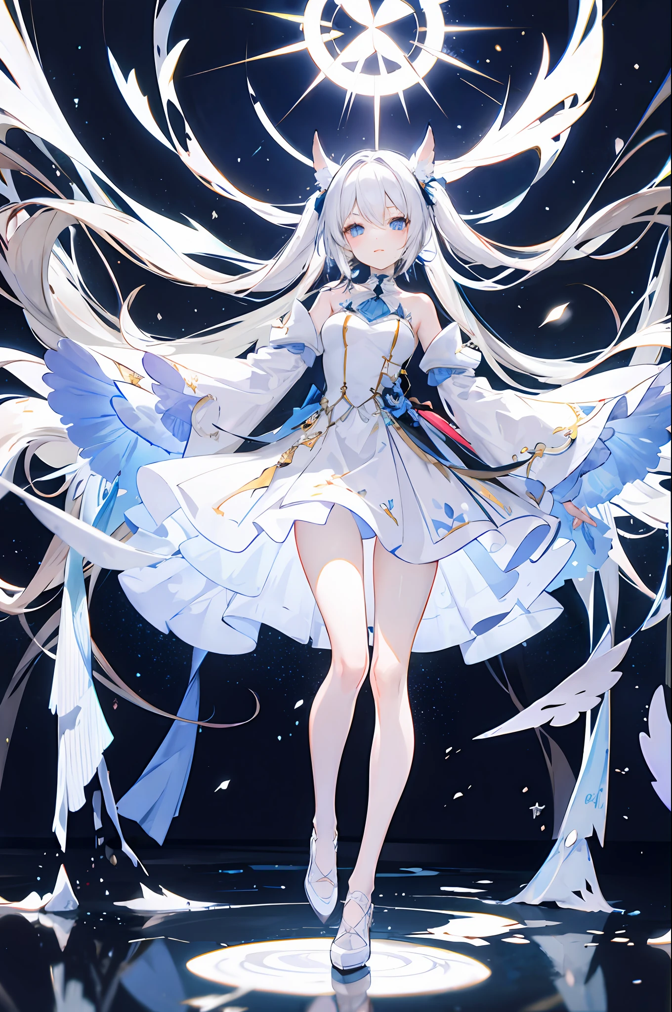 mirrored image,Pure white,Full body like