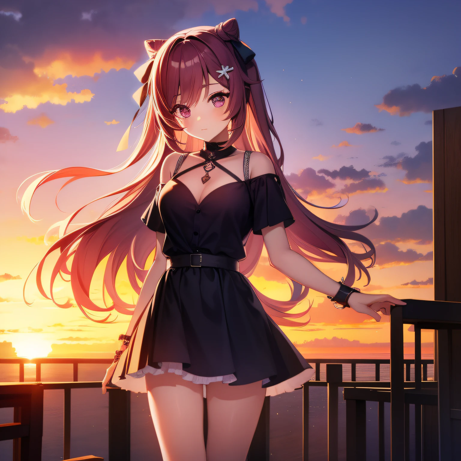 1girl, the sunset,