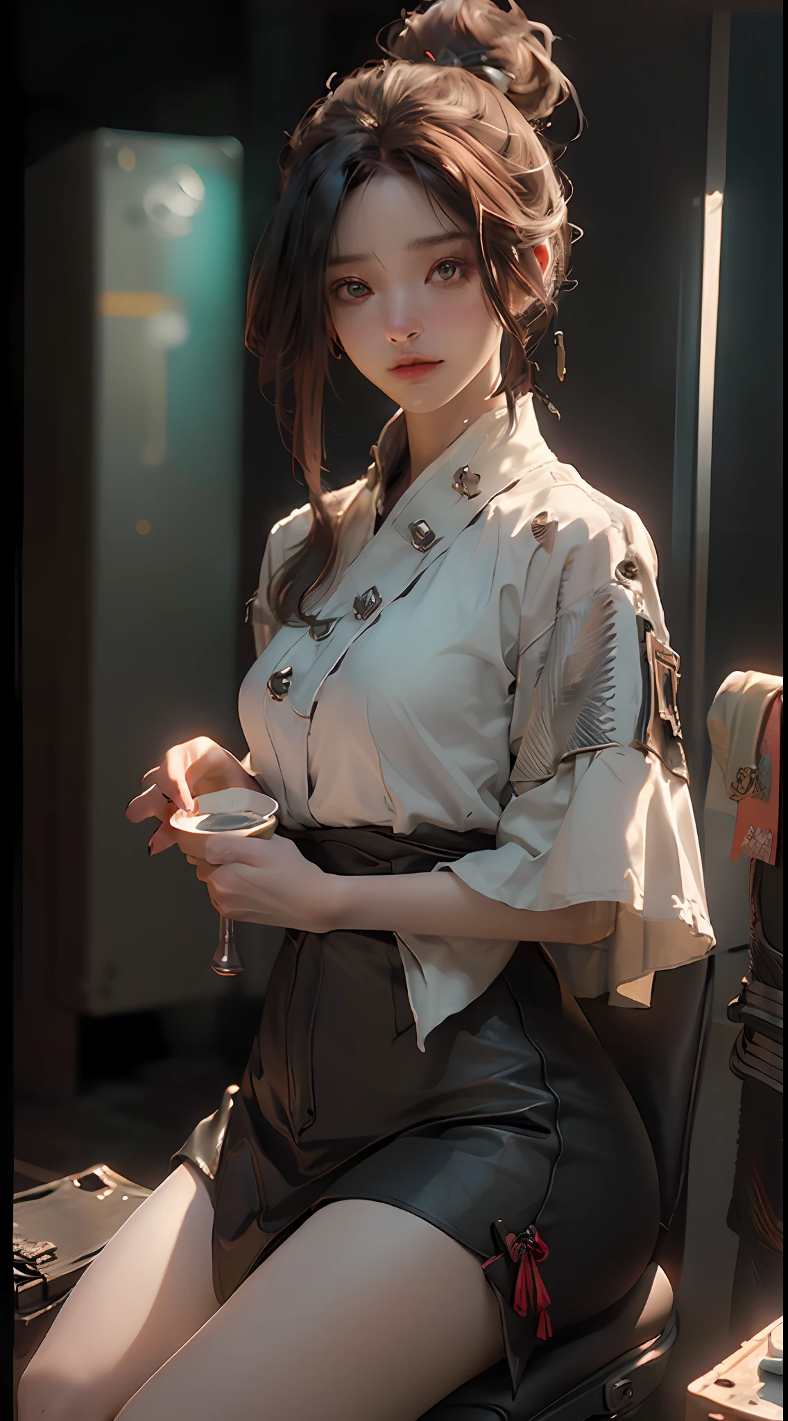 ((Best quality)), ((masterpiece)), (detailed:1.4), 3D, an image of a beautiful cyberpunk female,HDR (High Dynamic Range),Ray Tracing,NVIDIA RTX,Super-Resolution,Unreal 5,Subsurface scattering,PBR Texturing,Post-processing,Anisotropic Filtering,Depth-of-field,Maximum clarity and sharpness,Multi-layered textures,Albedo and Specular maps,Surface shading,Accurate simulation of light-material interaction,Perfect proportions,Octane Render,Two-tone lighting,Wide aperture,Low ISO,White balance,Rule of thirds,8K RAW,