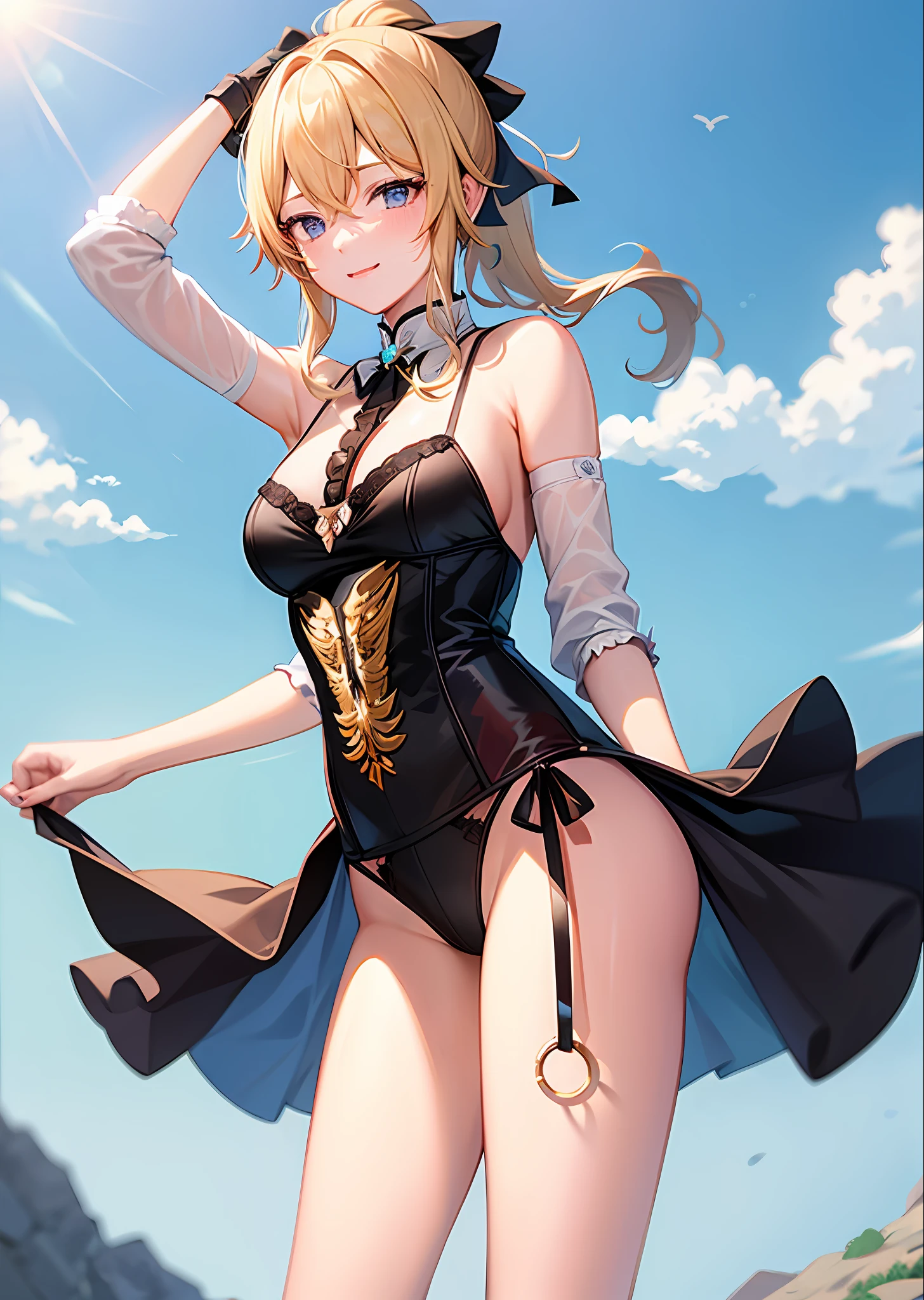 (nakeness:1.4),(Lingerie transparent:1.5),(Be red in the face:1.4),ssmile,cowboy lens,((F-cup))