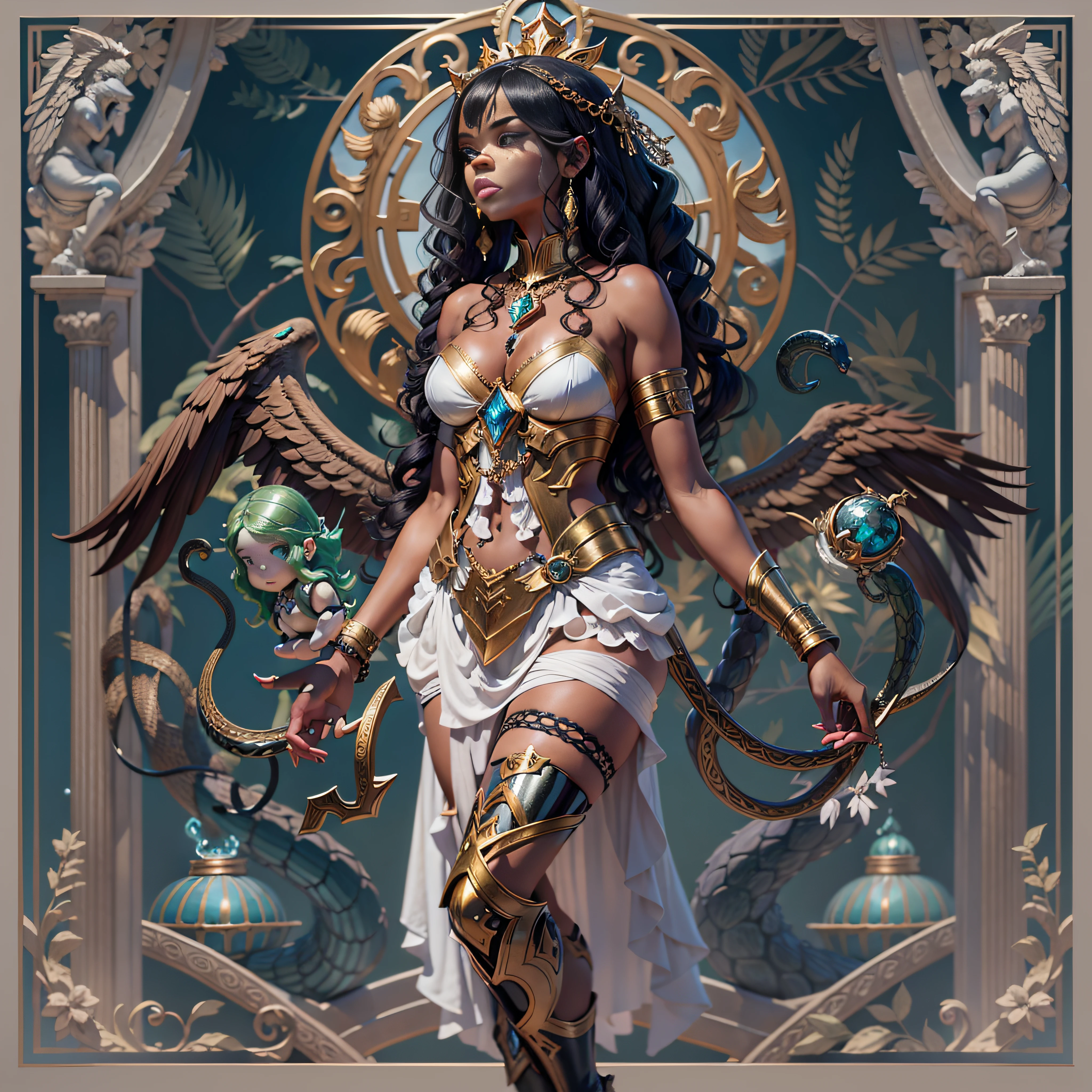 Caduceus Hermes mythology surmounted wings surrounded intertwined snakes Medusa_hairs_Snakes Outdoor Nature "Ouroboros" Forest Natural Queen Native éblouissantes Valkyrie-wings clef chains "Heavy Metal" Will-o'-the-wisp Fire-follets fairy pixie sprite conceptual safe female glamour aesthetic walking slow motion Cosplay "Nicki Minaj":1.5 "Rihanna":1.5 "beyonce":1.5 aristocratic jacket 38years symmetrical athletic bronzé hairstyle_snakes:1.5 obvious varied ecstatic fringes:1.5 visages:1.5 cheekbones effects reddened embarrassed lazuli water drop between eyes beautiful hair:1.5 Brown Eyes Pupils Black Iris Turquoise Sapphires Open Mouth Teeth Smiles Floating Jacket Fixed Pearls Eccentric Cape Levitating Shoulders-Off:1.2 chemise blanches dentelles clavicules papillotes varied breasts1.5 points:1.3 satin sideboob felt bikini:1.5 corsait:1.5 spinels thick navy leather skirt:1.5 soies assortie amples nombril:1.3 revealing pubic scarlet pubis-hairy obvious indigo underwear:1.5 Size chastity belt:1.3 silver adorned padlock Gold thighs legs garters Gothic stainless steel boots decorated onyx equirectangular 360 monastery opal marble ruby background:1.5 DoF mannequins lantern dressed armor richly decorated:1.5 "Chevaleresque" dramatic chrome metallic flat bands fathoms brass fullbodye lys rune ornate emerald plasma embroidered glyphs Tourmaline wood engravings lava magic intricate:1.5 summons snake incandescent Crystalline familiar robot Mecha (EOS R6 135mm 1/1250s f/2.8 ISO400) Mech Mechanized snakes flowering Quetzalcoatl:1.5 Adaptable volumetric luminescence saturated:1.5 ultra:1.5 pro-photorealists:1.5 optimaux:1.5 qualities:1.5 details:1.5 precise:1.5 reflex:1.5 resolutions:1.5 3dcg max:1.5 graduates:1.5 improved:1.5 Octanes_rendues:1.5 UHD XT3 16K DSLR HDR UnrealEngine5 profondeurs:1.5 Earth Heart:1.5 Hearth ultra_sharpness:1.5 ombres analogiques:1.5 CGSCOSITY pet chef-d':1.5 "Bruce Weber girls" multi etc.