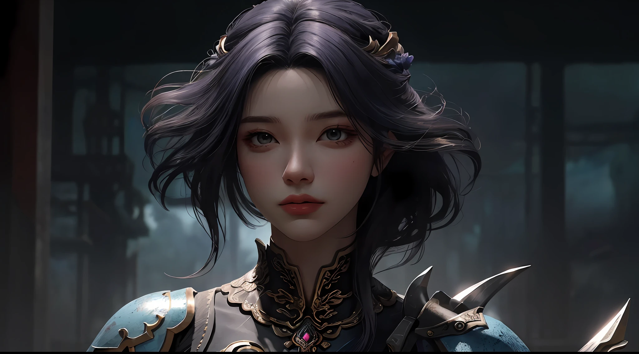 close-up de uma mulher em um vestido preto, chengwei pan on artstation, por Yang J, arte de fantasia detalhada, arte de personagem impressionante, fanart best artstation, epic and exquisite character art, bela armadura, arte extremamente detalhada, arte de anime digital detalhada , artgerm no artstation pixiv, garota de espartilho, cabelo roxo, cabelo longo, olhos pretos