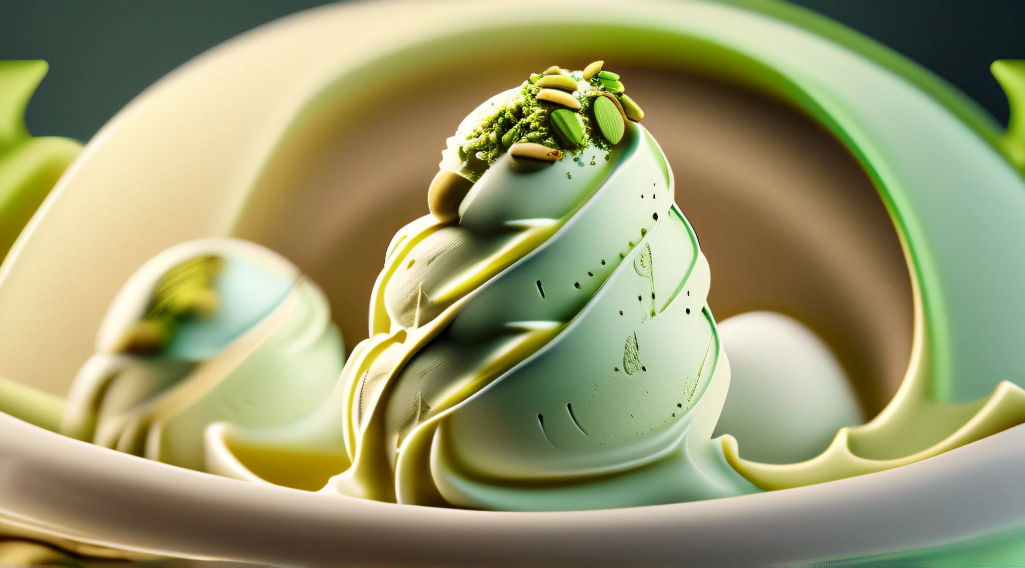 Vanilla and pistachio ice cream, Cinematic, Hyper - detailed, insanely details, beautifully color-graded, illusory engine, degrees of freedom, Super - Resolution, megapixel, Cinematic lightning, Anti – Aliasing, FKAA, TXAA, RTX, SSAO, post-proces, postproduction, Tone-mapping, .CGI, vfx, SFX, Insanely detailed and complex, hyper-maximalist, Ultra photo realsisim, volumetr, Photorealistic, The ultra-realistice, Ultra detailed, intricately details, 8K, Super detailed, Full color, Volumetric lightning, hdr, Realistic, illusory engine, 16k, Fine tune