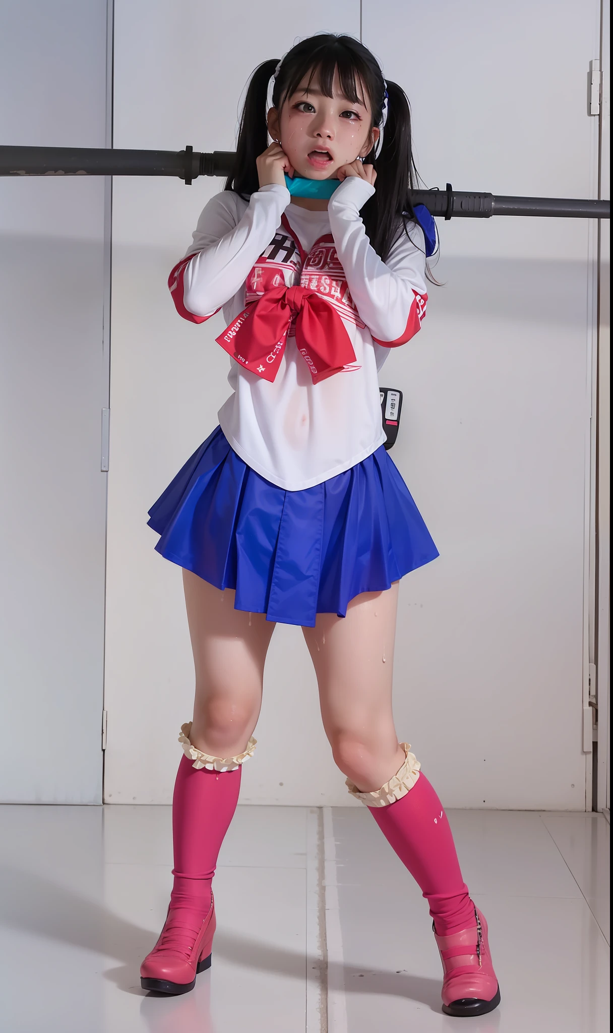 closing eye、yawns、valley、natta、爆乳、Junior High School Uniforms、race underwear、 with too big、sixteen years old、blushed :1.4)、Sagging milk、tender、perspiring、short-hair、Girl Masturbation、Show panties、爆乳、opening legs、Painful look、put out the tongue、Bishoujo Warrior、a beauty girl、masterpiece、Top image quality、Done、defeat、torture、syncope