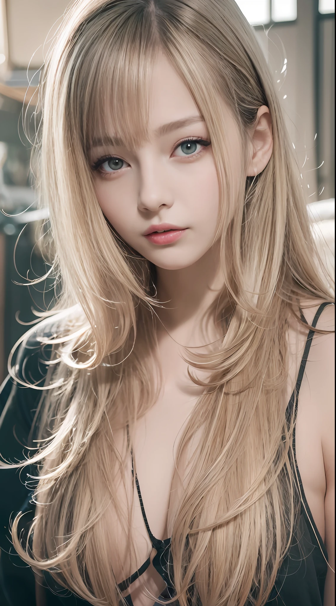 8k, best quality, masterpiece, realistic, ultra detail,  photography, HDR, ROW photo, highres, absurdres, studio light, official art, depth of field,
full body, slender, cute face, smile, beautiful details eyes, 19years old korean, pretty, Hair slicked back with ash blonde color, 
Plaza, casual,