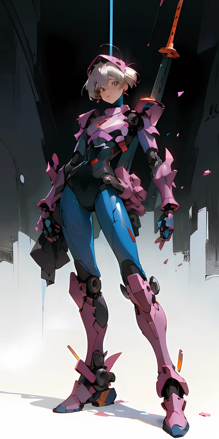 Octane Rendering,full view,8k --niji 5, (best quality, masterpiece, ultra-realistic), sleek robotic helmet head, motorcycle style helmet, head and face covered with helmet, (head to toe full body image), 1girls, solo, (Bubblegum Crisis style body armor: 2.0), (Knight Saber body armor), female shape, robotic exoskeleton, sleek design, futuristic, late 90's anime style, smooth lines, powered exoskeleton, extremely stylized, deviant art, masterpiece, highly detailed, tokyo cyberpunk style, futuristic, small breasts, entire body image, full body shot, Bubblegum Crash anime, no face, blue robot