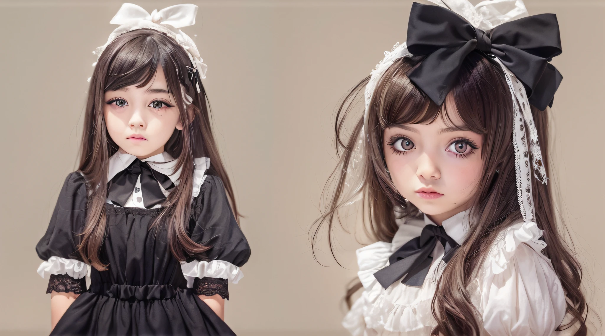 CHILD girl with a black bow and a black dress, girl with dark brown hair, girl with brown hair, black hair ribbons, a beautiful teenager-old, wearing hair bow, young girl, brown hair and big eyes, half-length photo, photo of young woman, young, beautiful girl, she is about 1 6