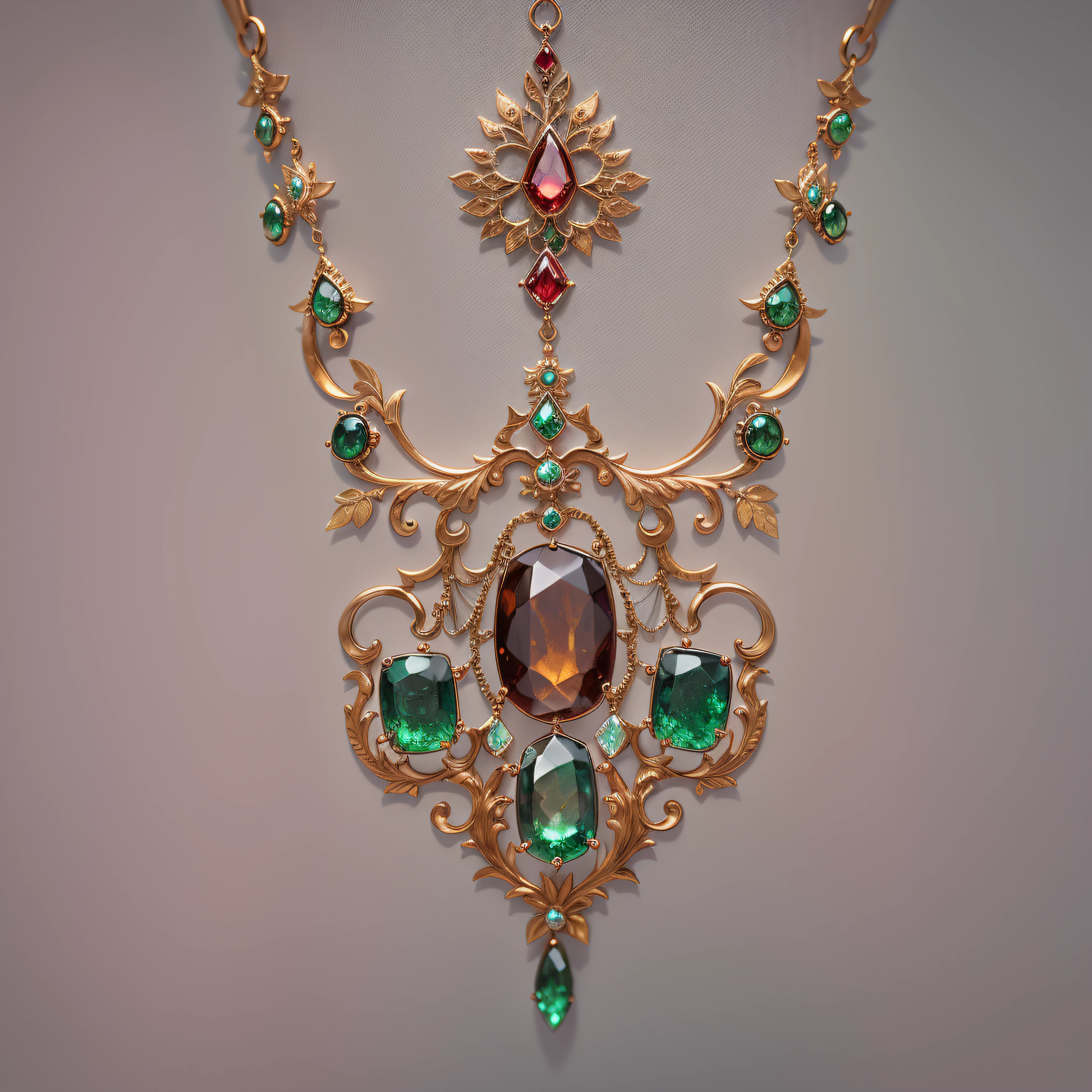 an antique victorian gemstone necklace, jewelry design, plain background :: romantic era, england :: 8k octane render, high-definition photography