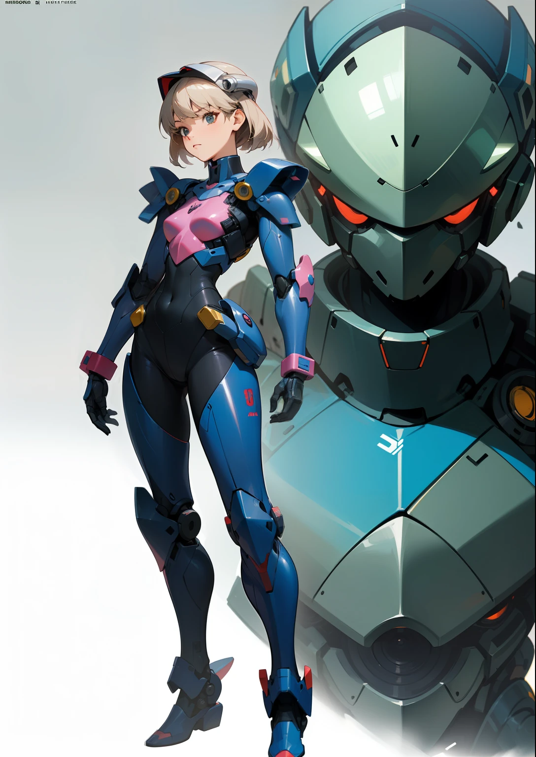Octane Rendering,full view,8k --niji 5, (best quality, masterpiece, ultra-realistic), (sleek robotic helmet head: 2.1), head and face completely covered with helmet, (head to toe full body image), 1girls, solo, (Bubblegum Crisis style body armor: 2.0), (Knight Saber body armor: 1.9), female shape, robotic exoskeleton, sleek design, futuristic, late 90's anime style, smooth lines, powered exoskeleton, extremely stylized, deviant art, masterpiece, highly detailed, Tokyo cyberpunk style, futuristic, small breasts, entire body image, full body shot, Bubblegum Crash anime, no face, green armor