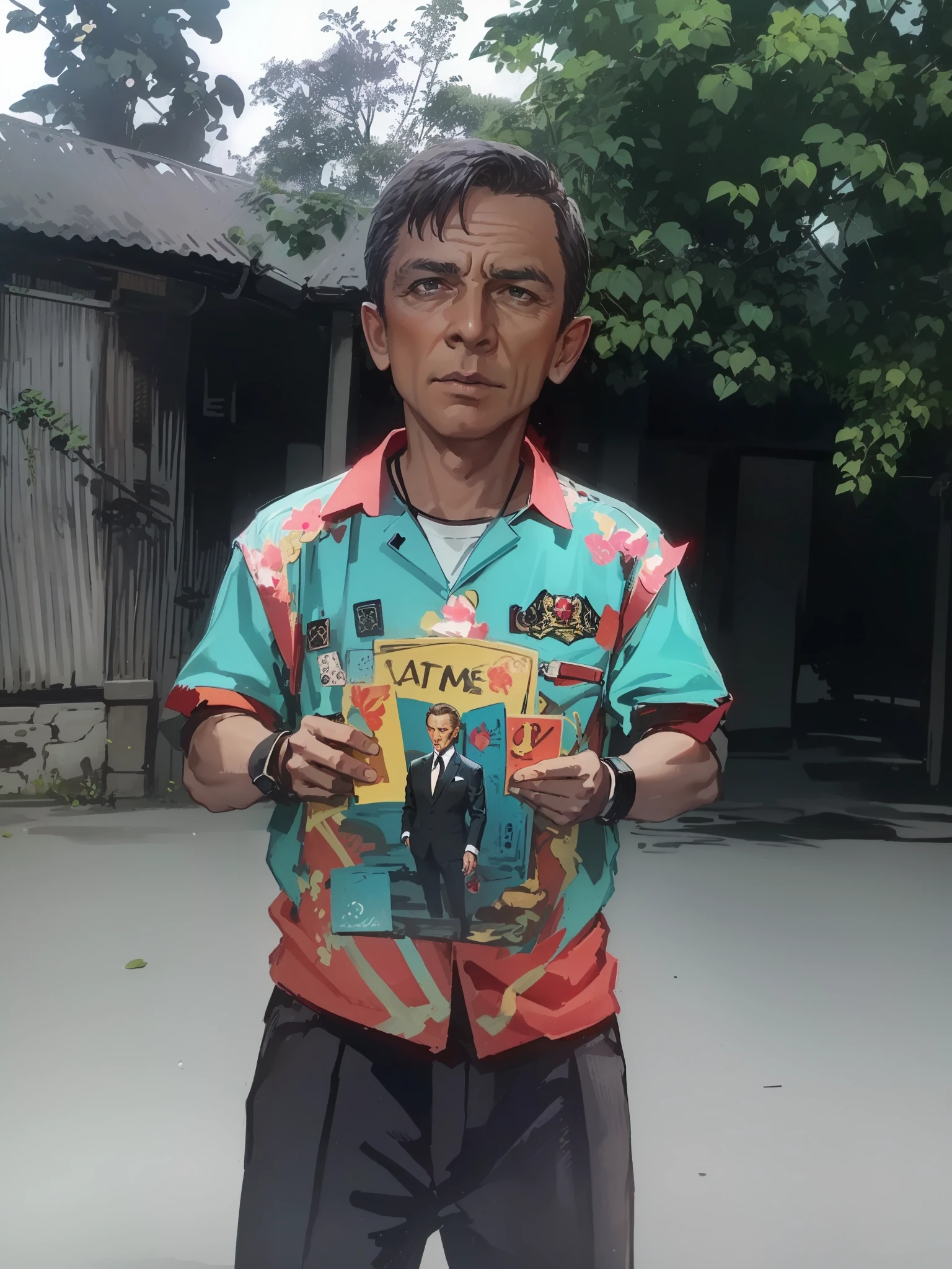 tarot card, james bond, good looking quality, black suit with tie