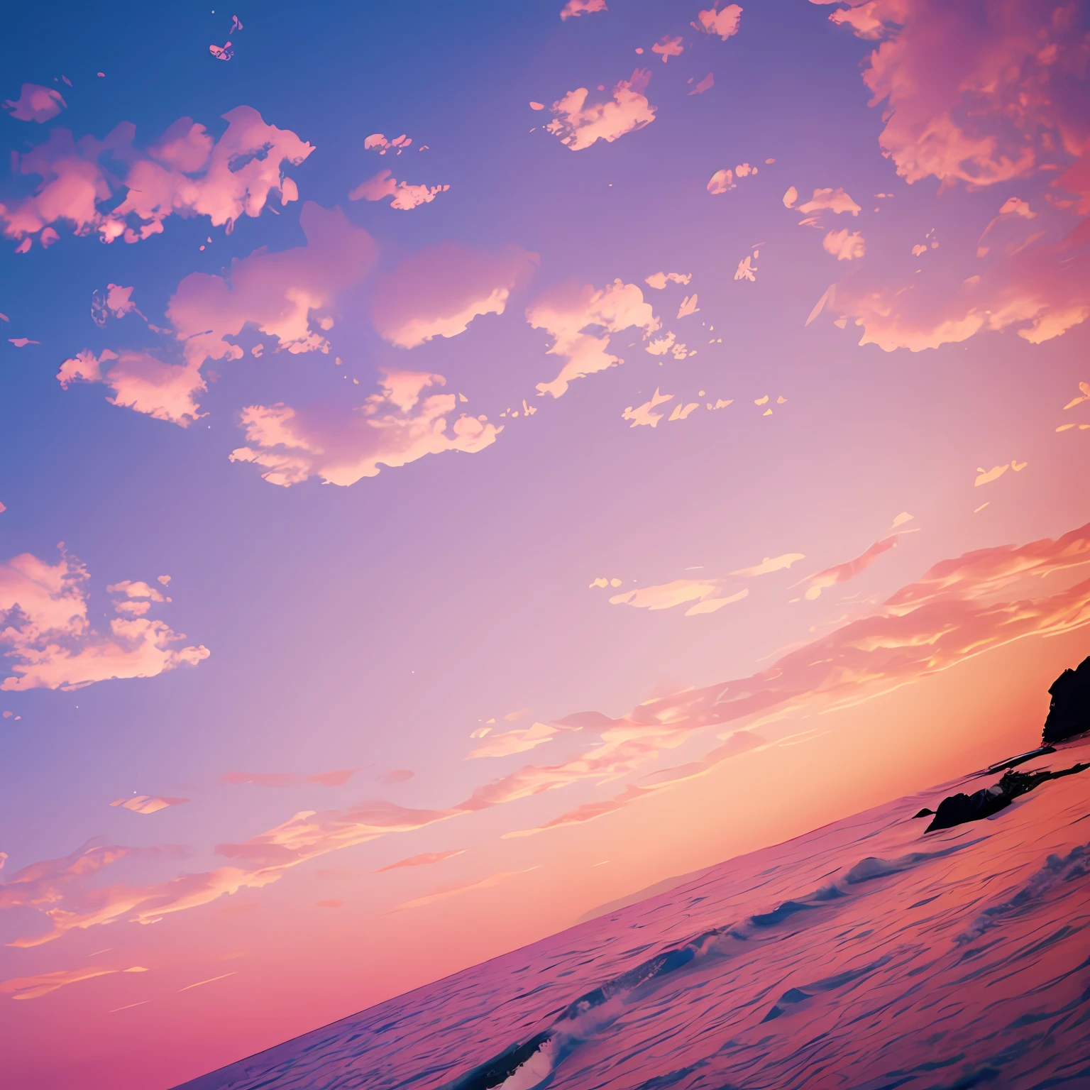 Pink moon, pink sky, soft pink clouds, pink ocean waves sparkling, sparkling, pink roses on pink ocean, fantasy, diamond, crown, universe, soft lights, --auto