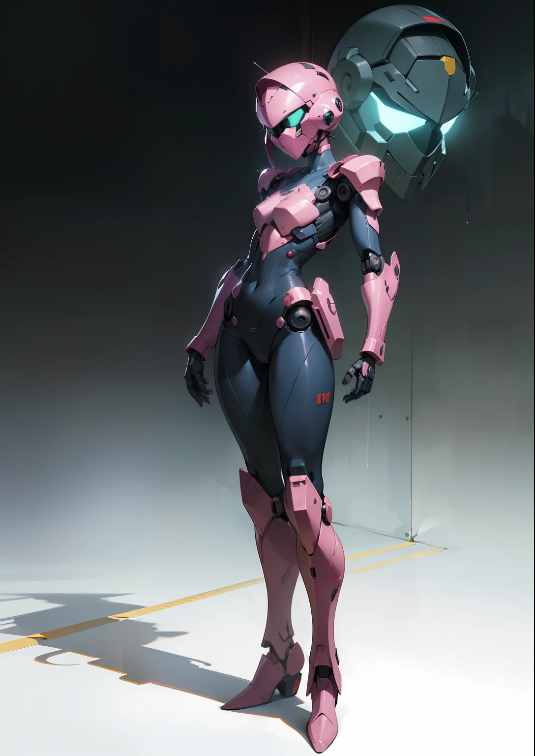 Octane Rendering,full view,8k --niji 5, (best quality, masterpiece, ultra-realistic), (sleek robotic helmet head: 2.1), head and face completely covered with helmet, (head to toe full body image), 1girls, solo, (Bubblegum Crisis style body armor: 2.0), (Knight Saber body armor: 1.9), female shape, robotic exoskeleton, sleek design, futuristic, late 90's anime style, smooth lines, powered exoskeleton, extremely stylized, deviant art, masterpiece, highly detailed, Tokyo cyberpunk style, futuristic, small breasts, entire body image, full body shot, Bubblegum Crash anime, no face, green armor