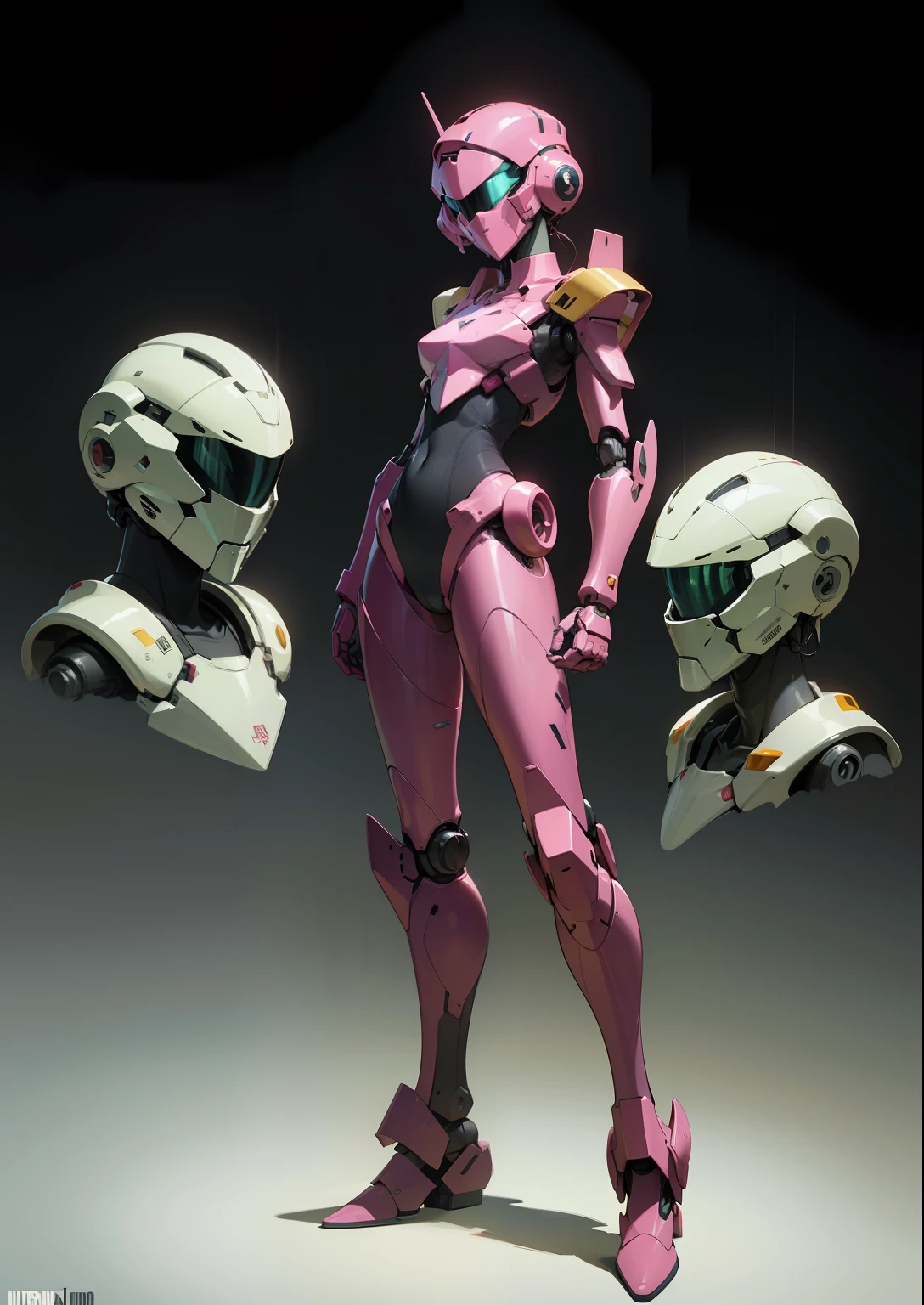 Octane Rendering,full view,8k --niji 5, (best quality, masterpiece, ultra-realistic), (sleek robotic helmet head: 2.1), head and face completely covered with helmet, (head to toe full body image), 1girls, solo, (Bubblegum Crisis style body armor: 2.0), (Knight Saber body armor: 1.9), female shape, robotic exoskeleton, sleek design, futuristic, late 90's anime style, smooth lines, powered exoskeleton, extremely stylized, deviant art, masterpiece, highly detailed, Tokyo cyberpunk style, futuristic, small breasts, entire body image, full body shot, Bubblegum Crash anime, no face, green armor
