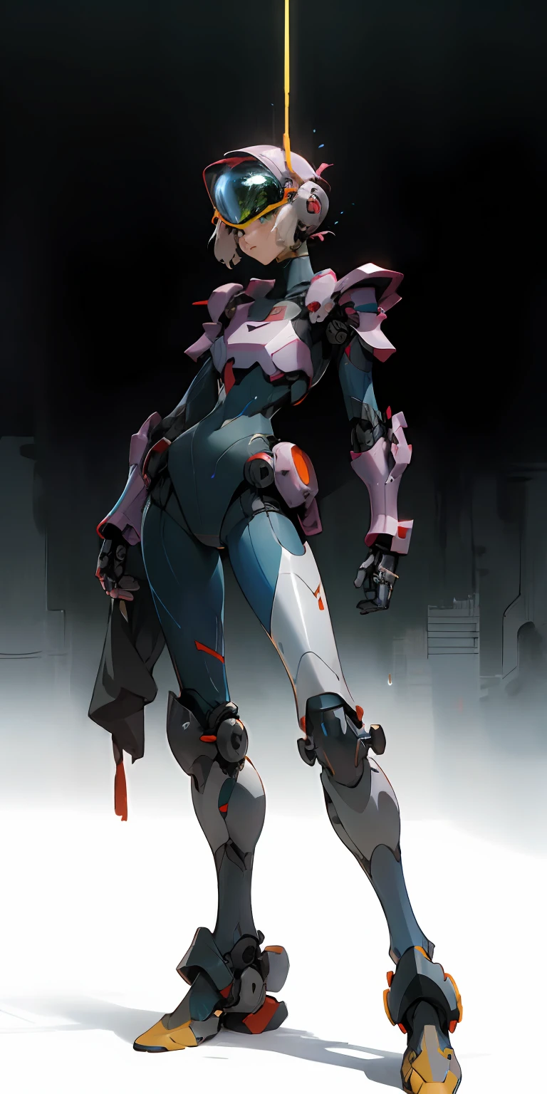 Octane Rendering,full view,8k --niji 5, (best quality, masterpiece, ultra-realistic), (sleek robotic helmet head: 2.1), head and face completely covered with helmet, (head to toe full body image), 1girls, solo, (Bubblegum Crisis style body armor: 2.0), (Knight Saber body armor: 1.9), female shape, robotic exoskeleton, sleek design, futuristic, late 90's anime style, smooth lines, powered exoskeleton, extremely stylized, deviant art, masterpiece, highly detailed, Tokyo cyberpunk style, futuristic, small breasts, entire body image, full body shot, Bubblegum Crash anime, no face, green armor