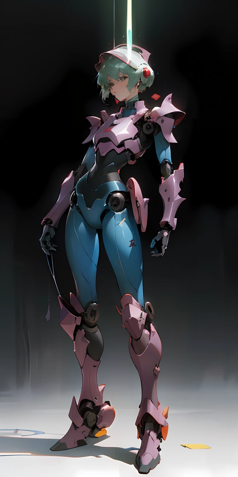 Octane Rendering,full view,8k --niji 5, (best quality, masterpiece, ultra-realistic), (sleek robotic helmet head: 2.1), head and face completely covered with helmet, (head to toe full body image), 1girls, solo, (Bubblegum Crisis style body armor: 2.0), (Knight Saber body armor: 1.9), female shape, robotic exoskeleton, sleek design, futuristic, late 90's anime style, smooth lines, powered exoskeleton, extremely stylized, deviant art, masterpiece, highly detailed, Tokyo cyberpunk style, futuristic, small breasts, entire body image, full body shot, Bubblegum Crash anime, no face, green armor