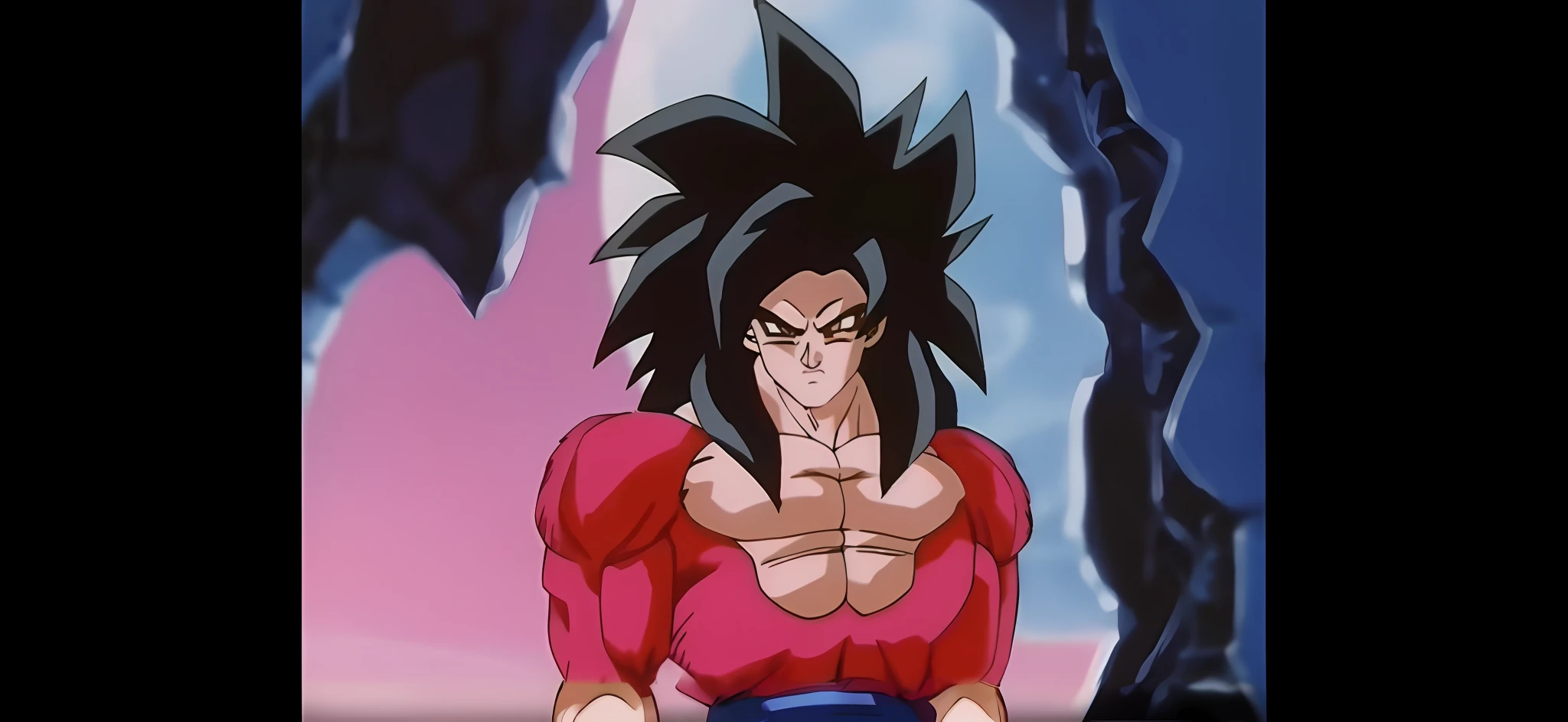 a close up of a person with a very big shirt on, wild spiky black saiyan hair, goku as an asian man, broly, toriyama akira, human goku, Female Goku, goku from dragonball z, character dragonball, 《dragonball z》Goku in , Goku from Dragon Ball, 鸟山明风格, super sayian goku