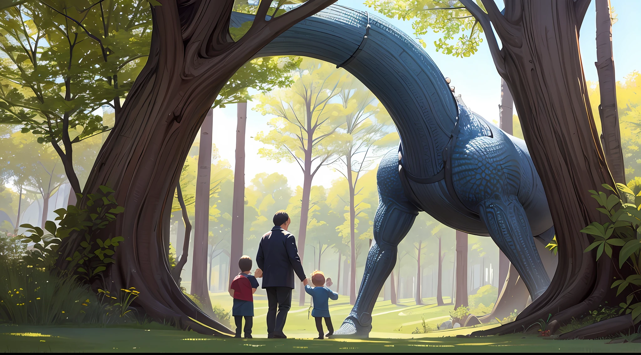 (1 father playing with his son in the park), extremely detailed, (fractal art: 1.3), smooth and light lines ,coloring book, more detailed