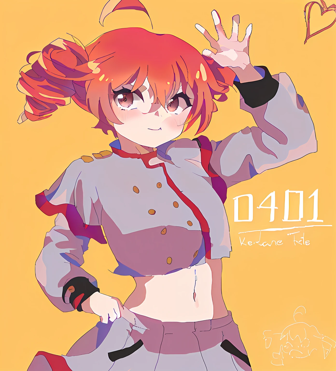 anime girl with red hair and a gray uniform posing for a picture, cushart kenz, zerochan, zerochan art, marin kitagawa fanart, [ 4 k digital art ]!!, rei hiroe, cushart krenz, :14 80s anime style, anime moe artstyle, by Shingei, (anime girl)