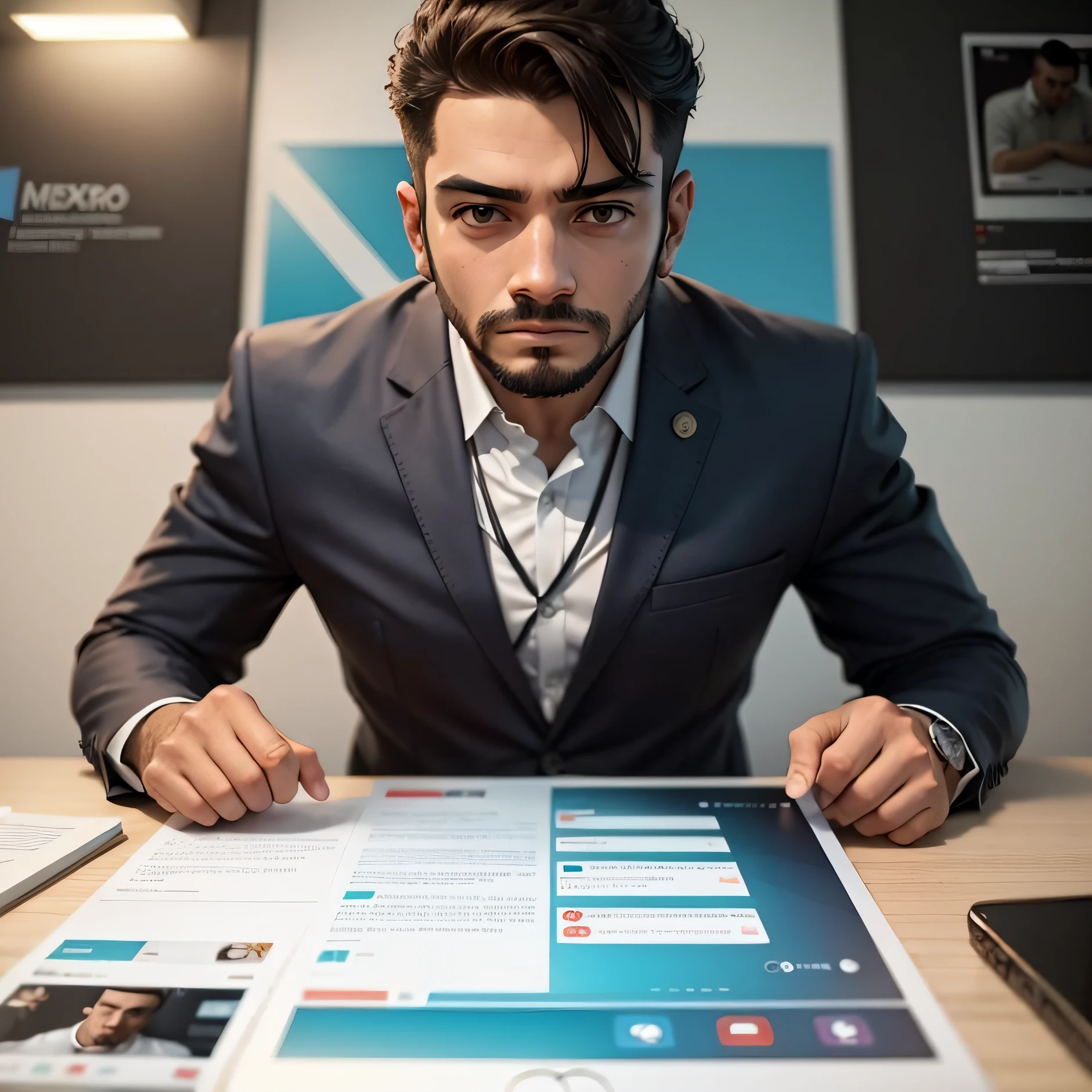 funcionario da empresa mexendo nas redes sociais da empresa, um homem serio e respeitado --auto