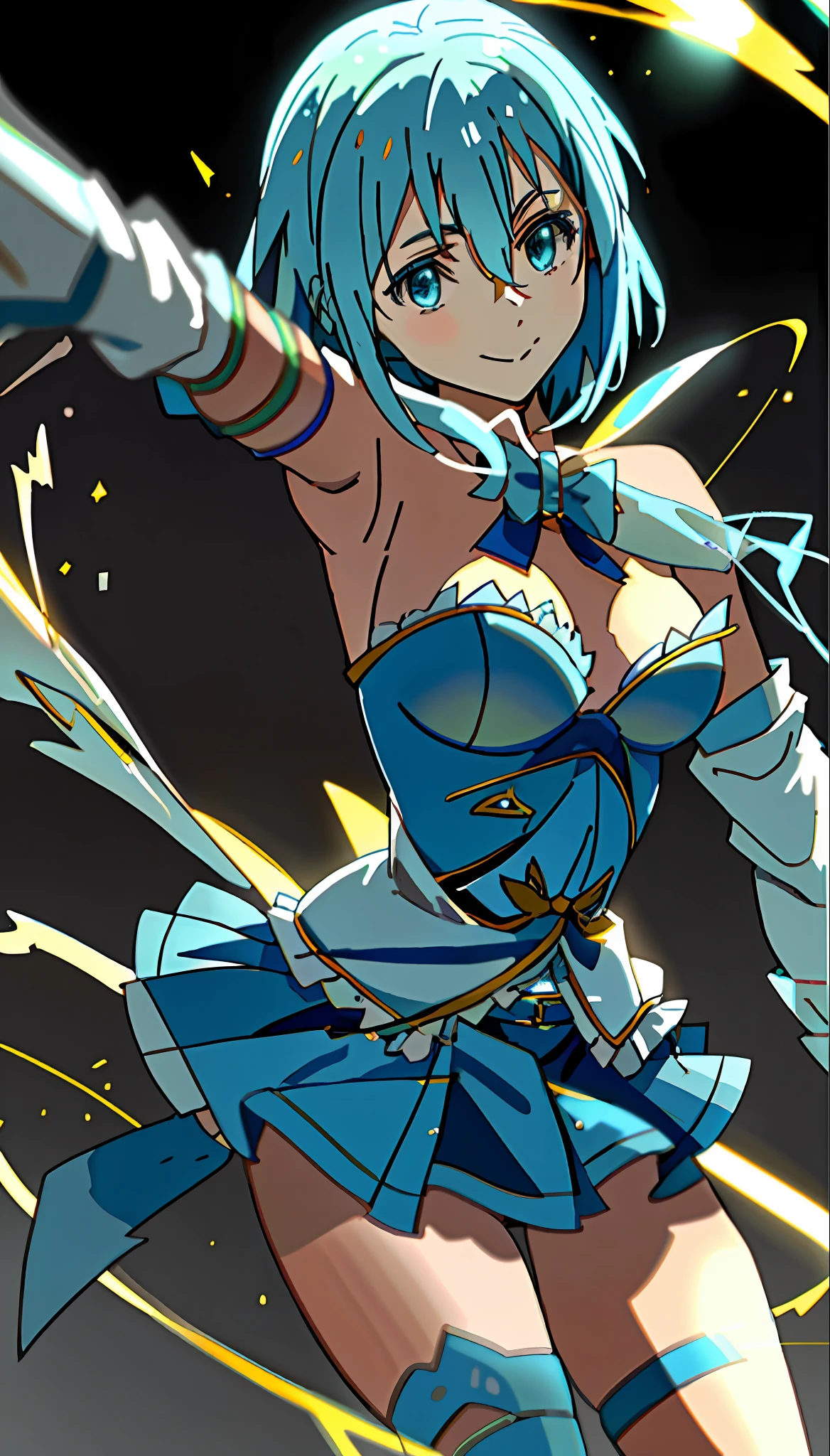 sayaka miki large full breasts, A slight smile, LightningMagicAI, top-quality, doll joints、