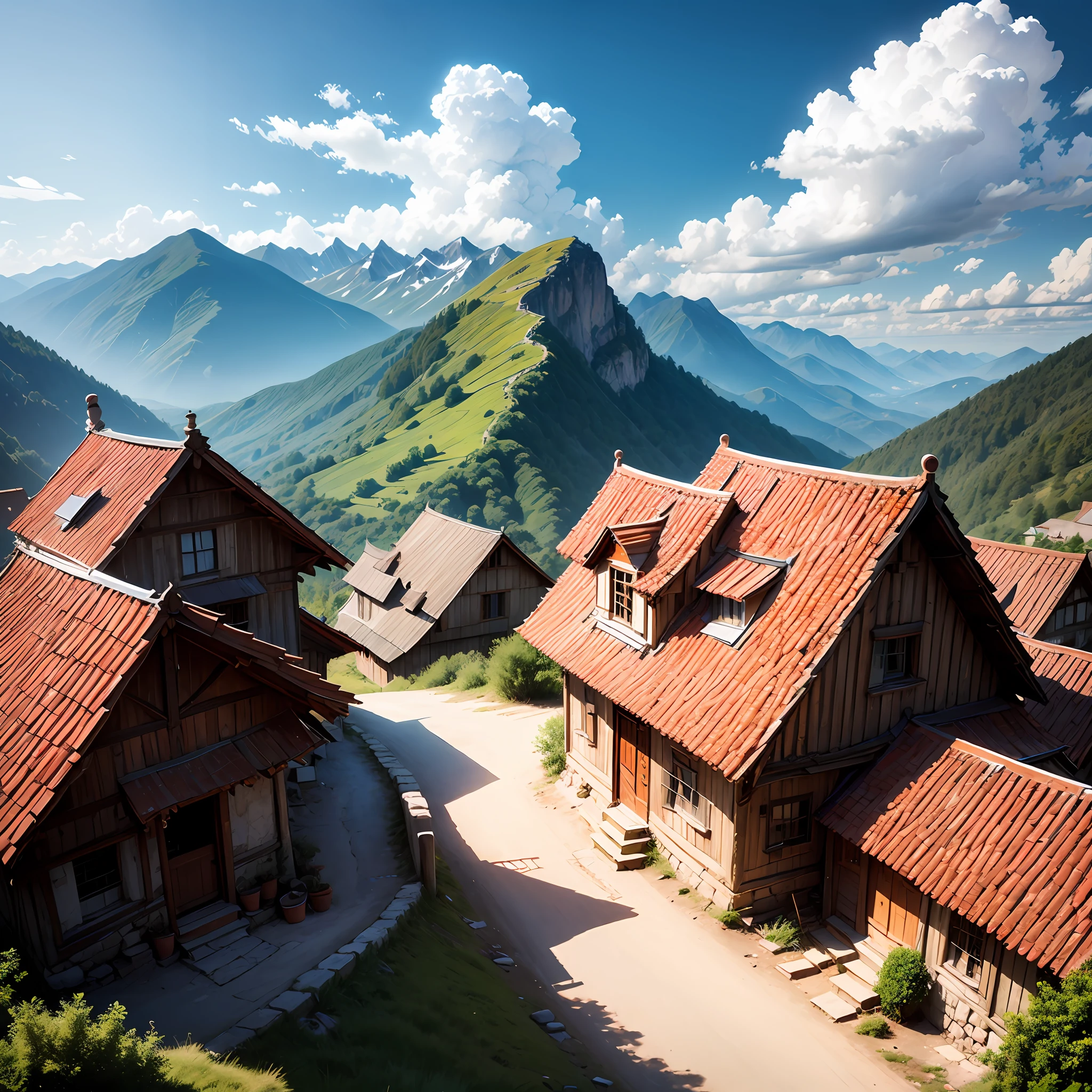 Mountains and clouds,Ancient villages --auto