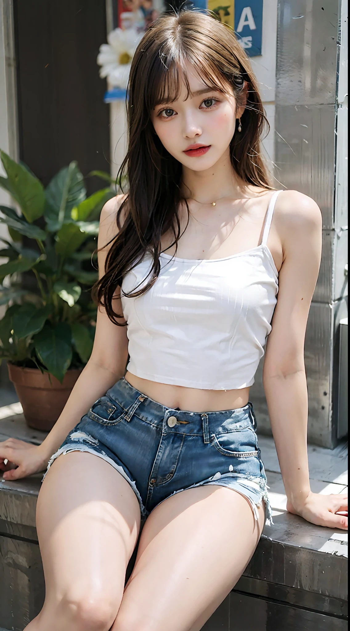Girl in thin low cut camisole and tight denim shorts poses for photo、full body Esbian、Cropped T-shirt、bra very、Slim body、a large bust、Slim Girl Model、24歳の女性モデル、Beautiful body Facing the front Navel out View All Lower abdomen showing a beautiful belly Too torn denim shorts Shabby denim shorts Thigh exposure Shabby string camisole Only the strings are too short a camisole Too short denim shorts genitals are visible Low-rise denim shorts Micro Denim Shorts Scanty Very small panties in denim Show your beautiful body more Denim shorts with string only String Denim Shorts Very shabby denim shorts Denim shorts with zipper open No panties large boob Denim Small Micro Bikini sit down and open legs Show your crotch
