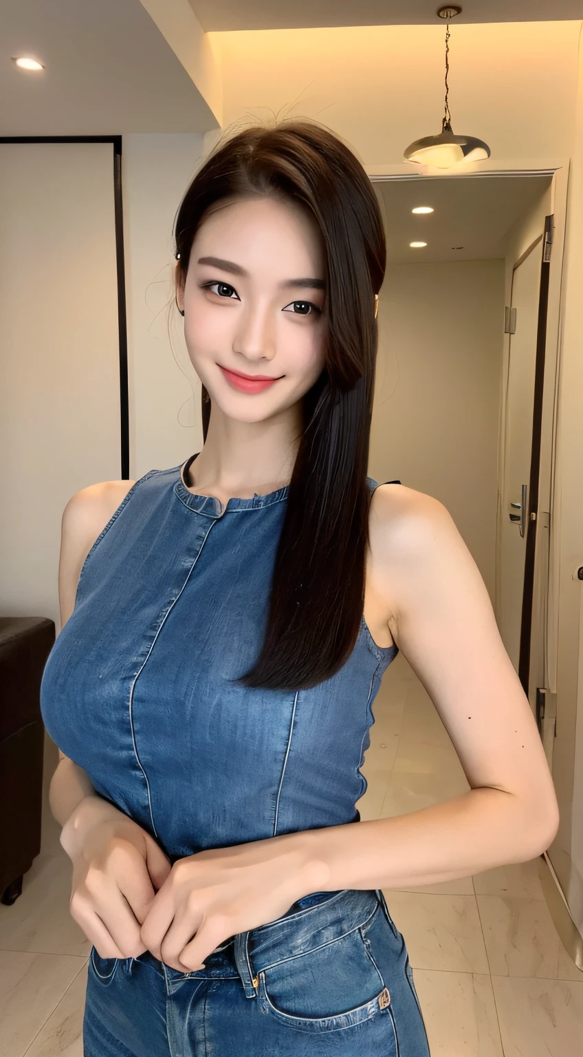 ((Best Quality, 8K, Masterpiece: 1.3)), 1girl, Slim Abs Beauty: 1.3, (Hairstyle Casual, Big Breasts: 1.2), Dress: 1.1, Super Fine Face, Delicate Eyes, Double Eyelids, Smile, Home