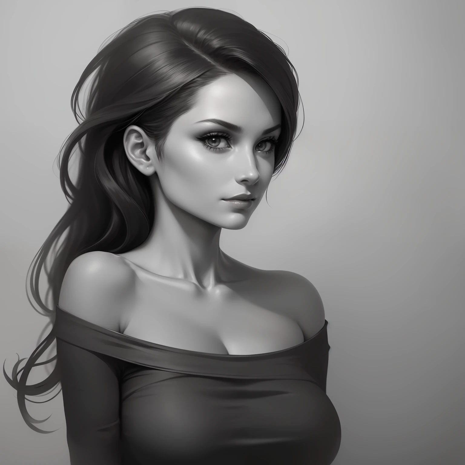 stunning sketch portrait by Michelangelo, charcoal drawing, face only, an absolutely gorgeous woman, side view, ultra-detailed, hint of a smile, no coloring, no color--quality 2 --s 750 --v 5. 2