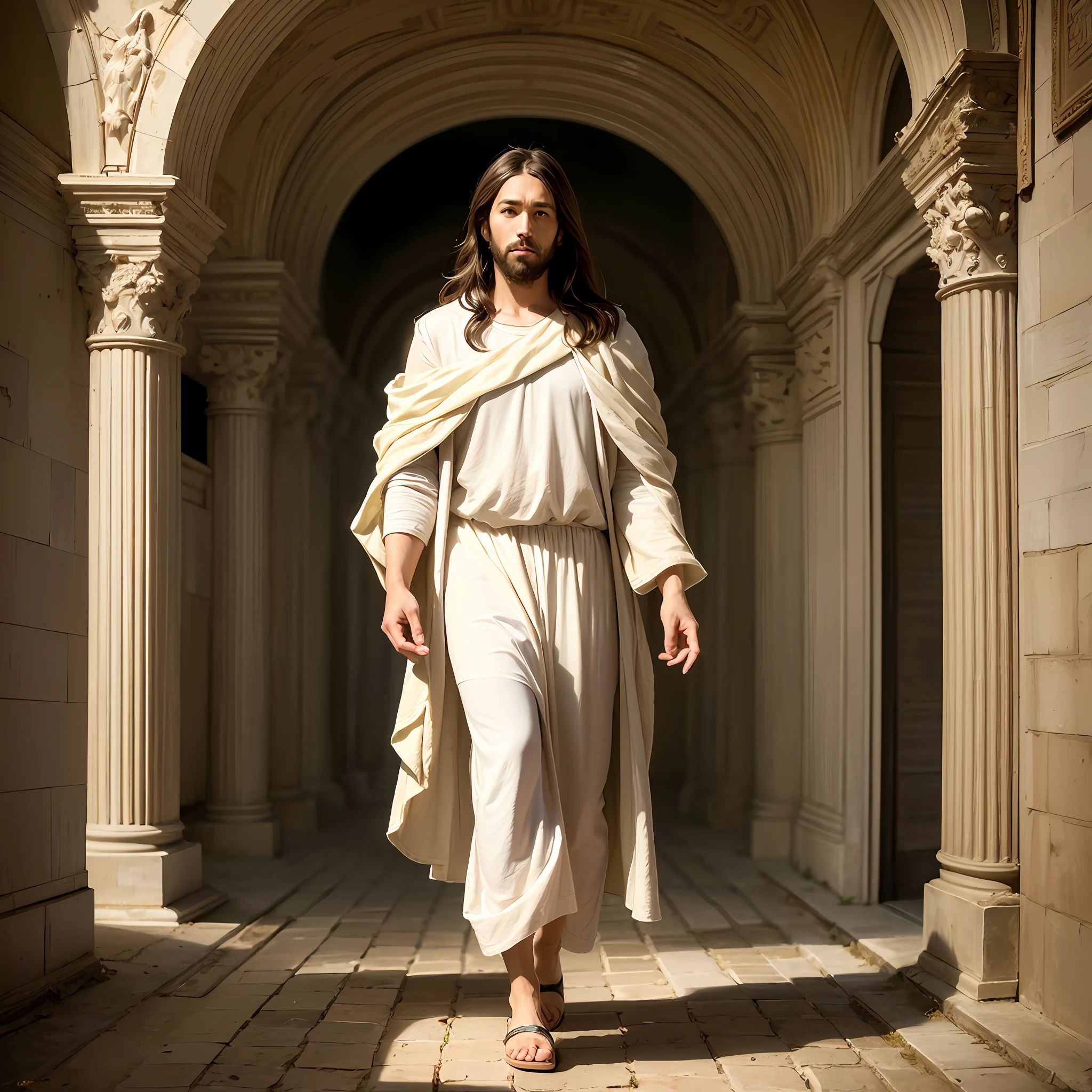 Image of Jesus walking in the desert with hands in pockets, Portrait of Jesus Christ, Jesus Christ, Greg Olsen, Jesus of Nazareth, Jesus, Dressed as Jesus Christ, The Lord and Savior, Jesus walking on water, He is greeting you warmly, Christian art, Beautiful painting from a high
