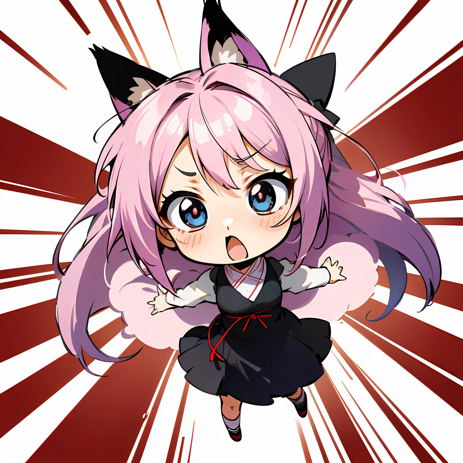 anime drawing, thik lines, anime meme, funny, chibi face, chibi character, astonished face, big eyes --auto
