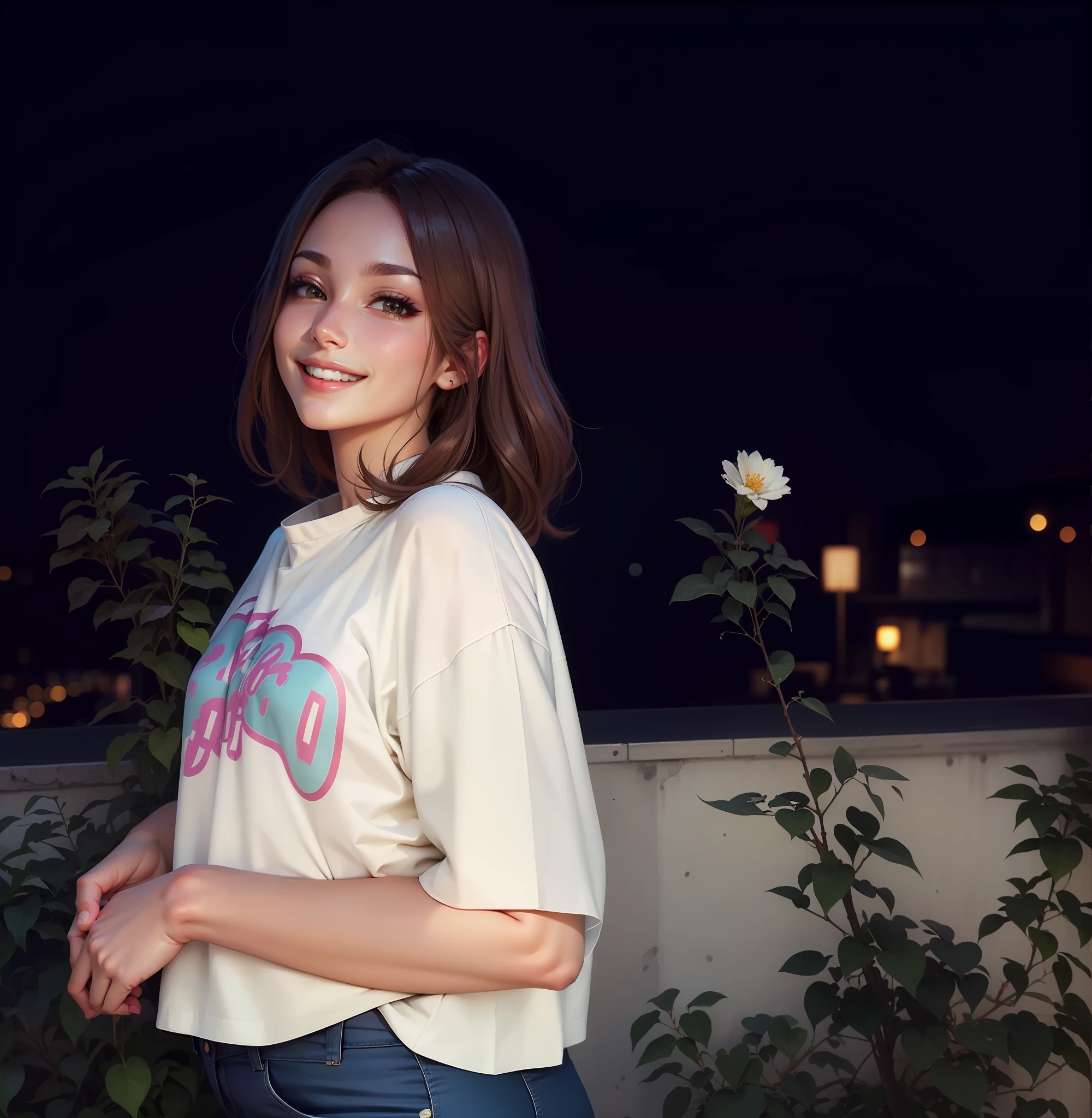 Cute, elegant, beautiful female anime character, smiling