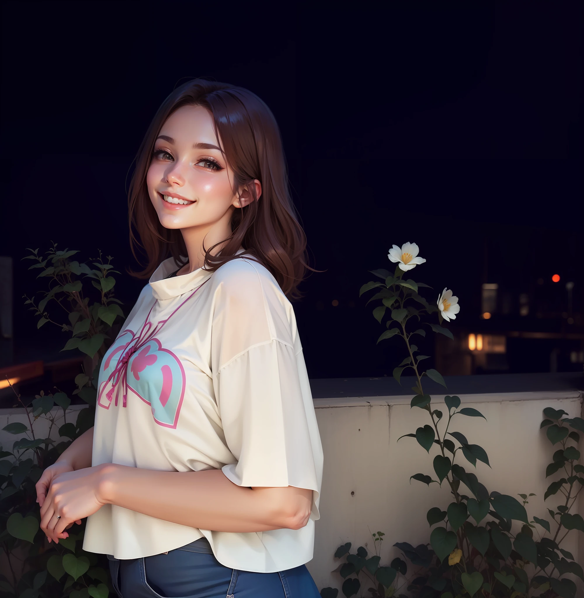 Cute, elegant, beautiful female anime character, smiling