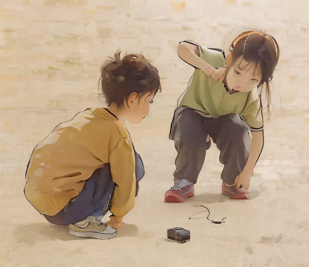 Two playing with toys on the floor, childhood friend, author:Shin Yoon-bok, author:Igiles, author:Yi Renwen, By Ni Duan, author:Xia Gui, childhood memory, author:Qu Leilei, author:Zou Yigui, children illustration, author:Kim Jong-hee, author:Trebuke, author:Kim Myung-kook
