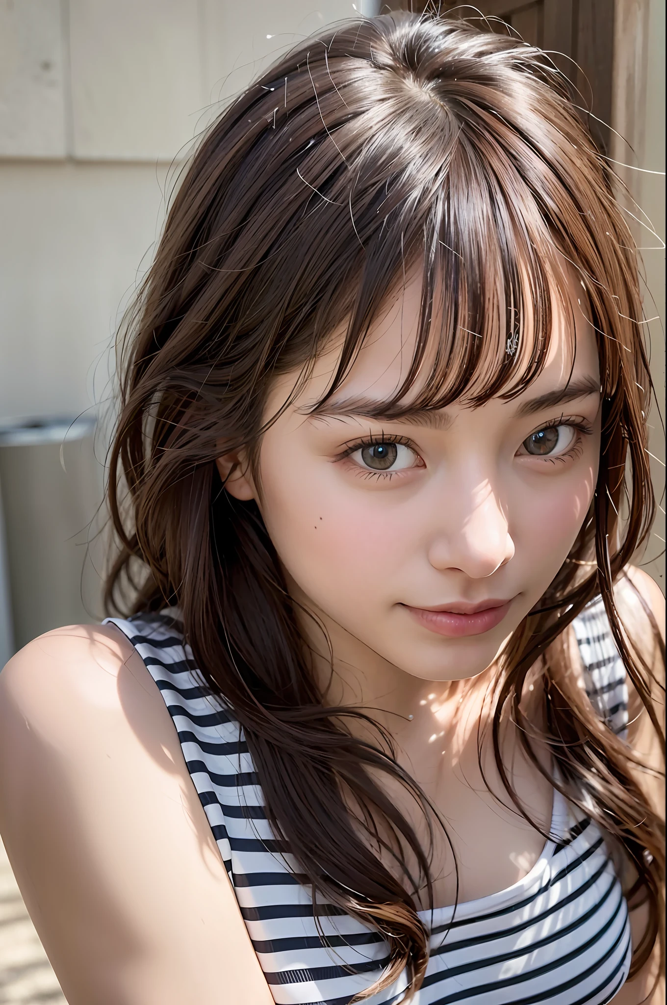 Best Quality, 超A high resolution, (Photorealistic:1.4), 1girl in, Striped bikini, gros-plan,