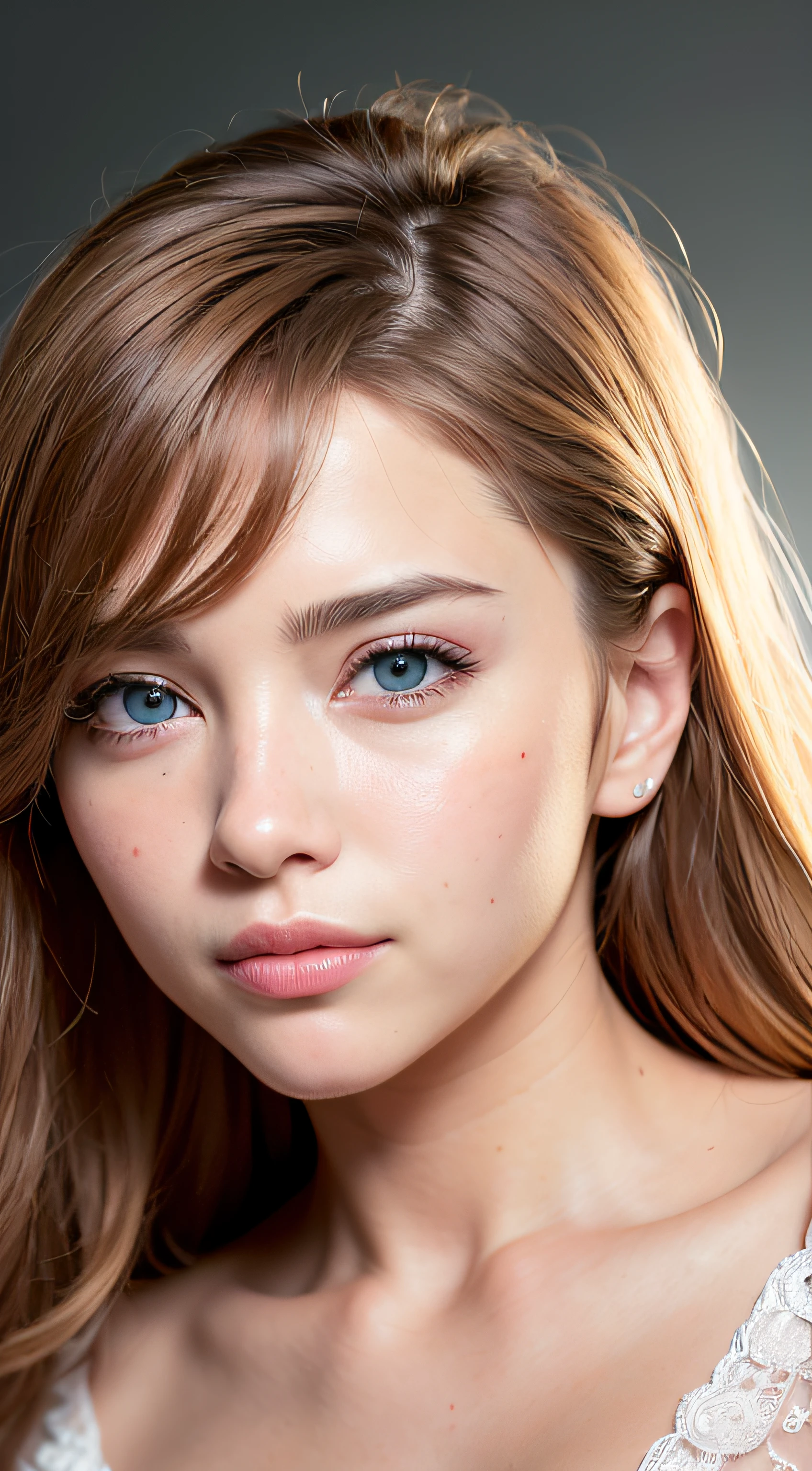 (realistic, photo-realistic:1.37),(8k, RAW photo, best quality, masterpiece:1.2), cute, ultra-detailed,heart-shaped pupils,physically-based rendering, ultra high res, kodakvision color, shot on Arricam LT Camera, bokeh, sharp focus,
looking at viewer,photorealistic,realistic, solo, photorealistic, best quality,extremely detailed face,extremely detailed eyes and face, beautiful detailed eyes,absurdres, incredibly absurdres,haunting smile,Messy hair, floating hair, ,