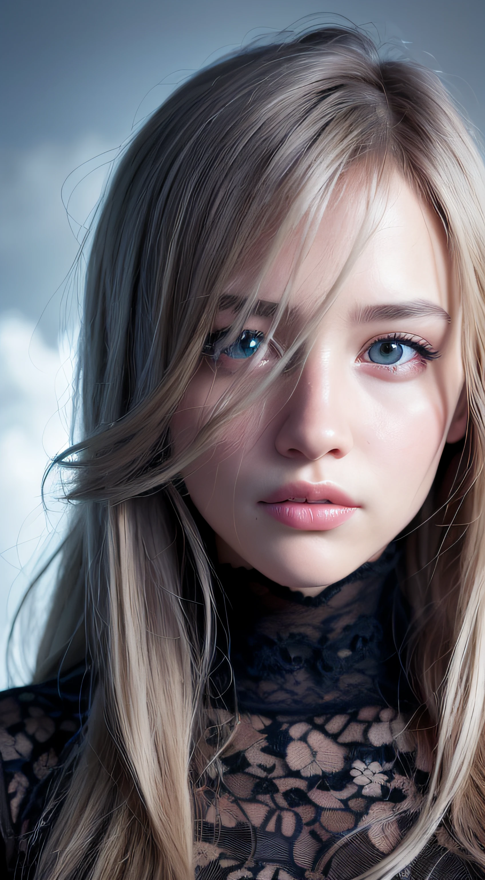 (realistic, photo-realistic:1.37),(8k, RAW photo, best quality, masterpiece:1.2), cute, ultra-detailed,heart-shaped pupils,physically-based rendering, ultra high res, kodakvision color, shot on Arricam LT Camera, bokeh, sharp focus,
looking at viewer,photorealistic,realistic, solo, photorealistic, best quality,extremely detailed face,extremely detailed eyes and face, beautiful detailed eyes,absurdres, incredibly absurdres,haunting smile,Messy hair, floating hair, ,